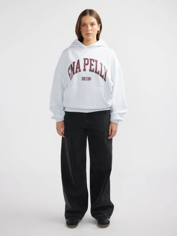 VARSITY HOODIE - White Marle / Cherry sold by Ena Pelly