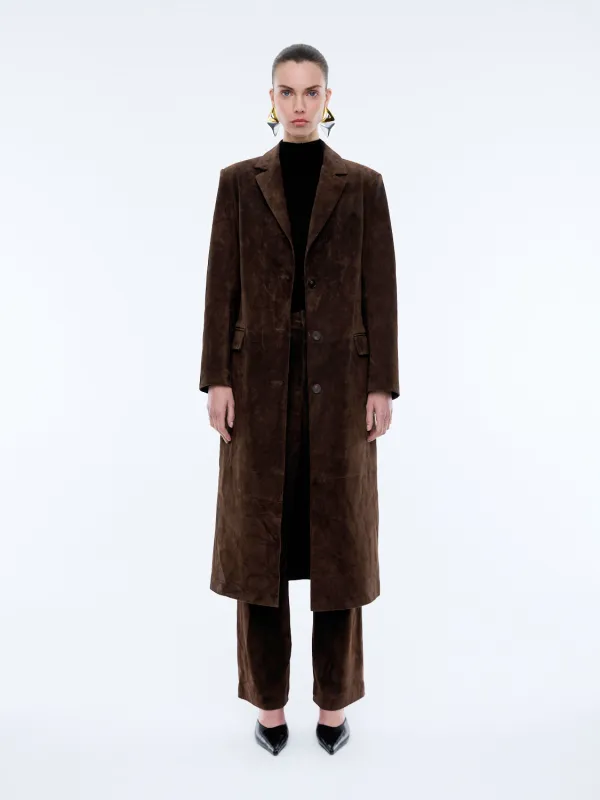 ENA SUEDE LONGLINE BLAZER - Chocolate sold by Ena Pelly