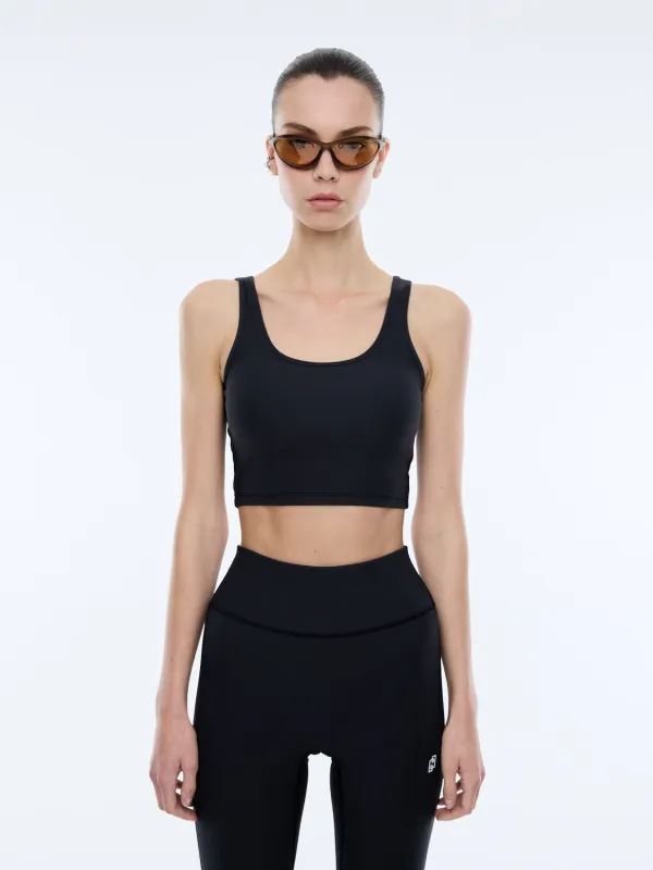 ATHLEISURE CROPPED RIB TANK - Charcoal sold by Ena Pelly