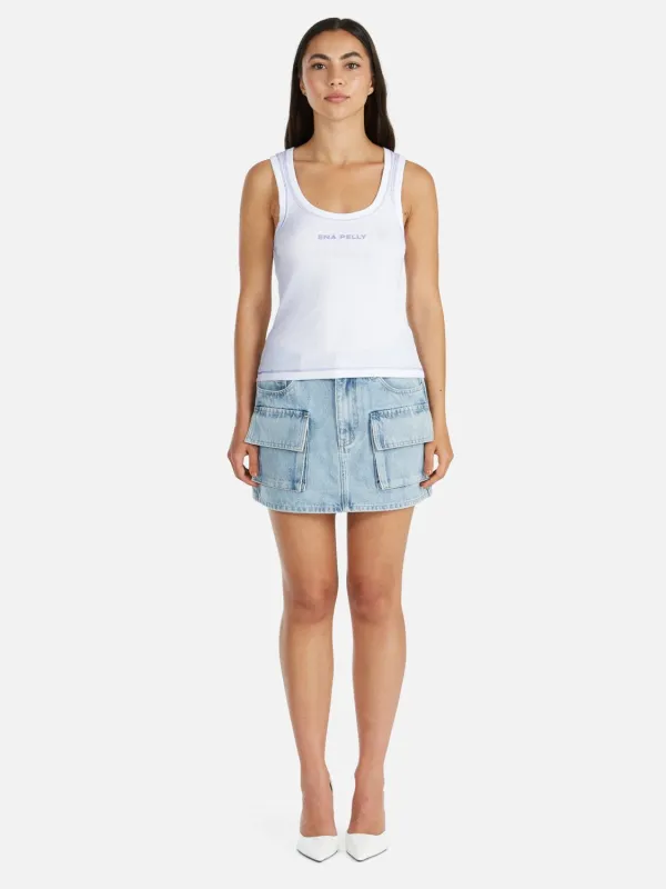 EPxSR Logo Tank - White/ Lilac sold by Ena Pelly