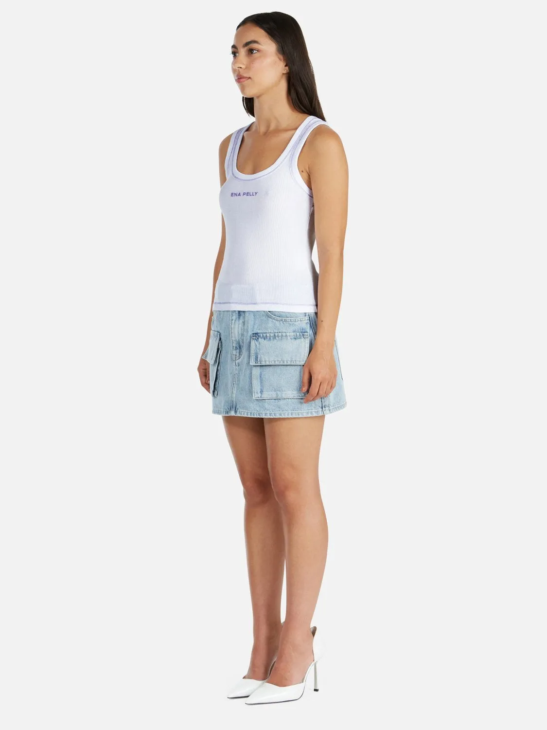 EPxSR Logo Tank - White/ Lilac sold by Ena Pelly product image thumbnail 2