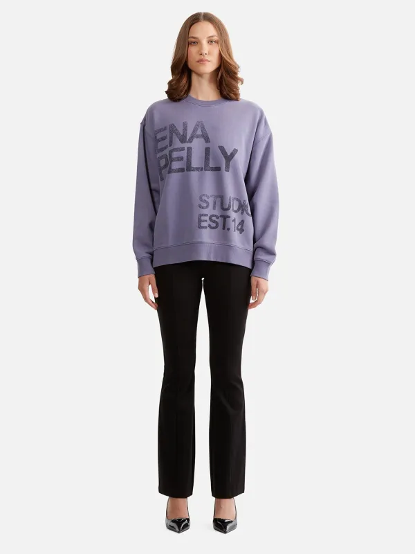 Lola Oversized Sweater Stamped Logo - Dark Iris sold by Ena Pelly