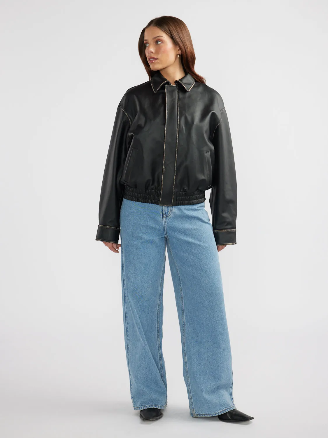 JADE CROPPED LEATHER JACKET sold by Ena Pelly product image thumbnail 3