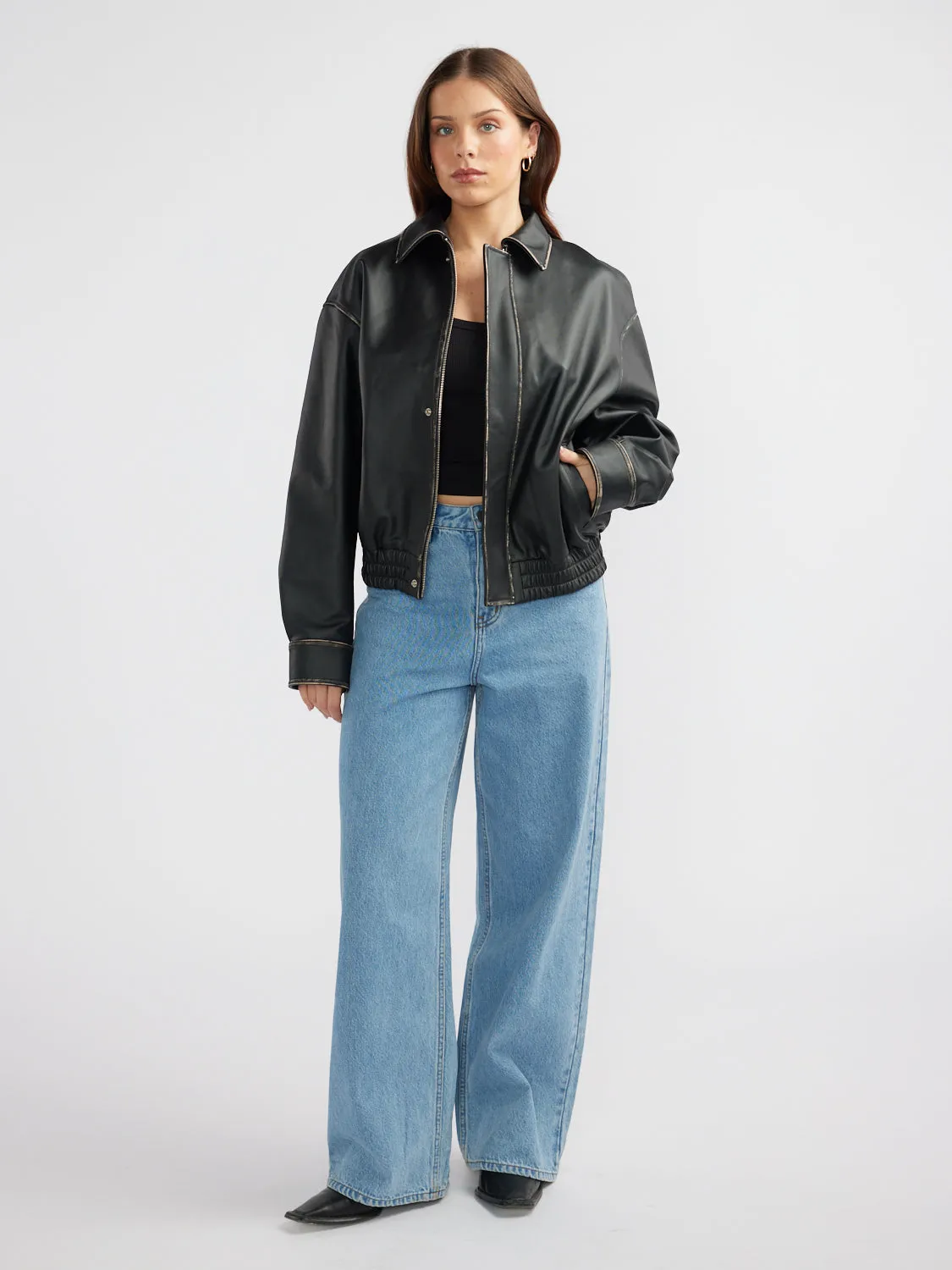 JADE CROPPED LEATHER JACKET sold by Ena Pelly