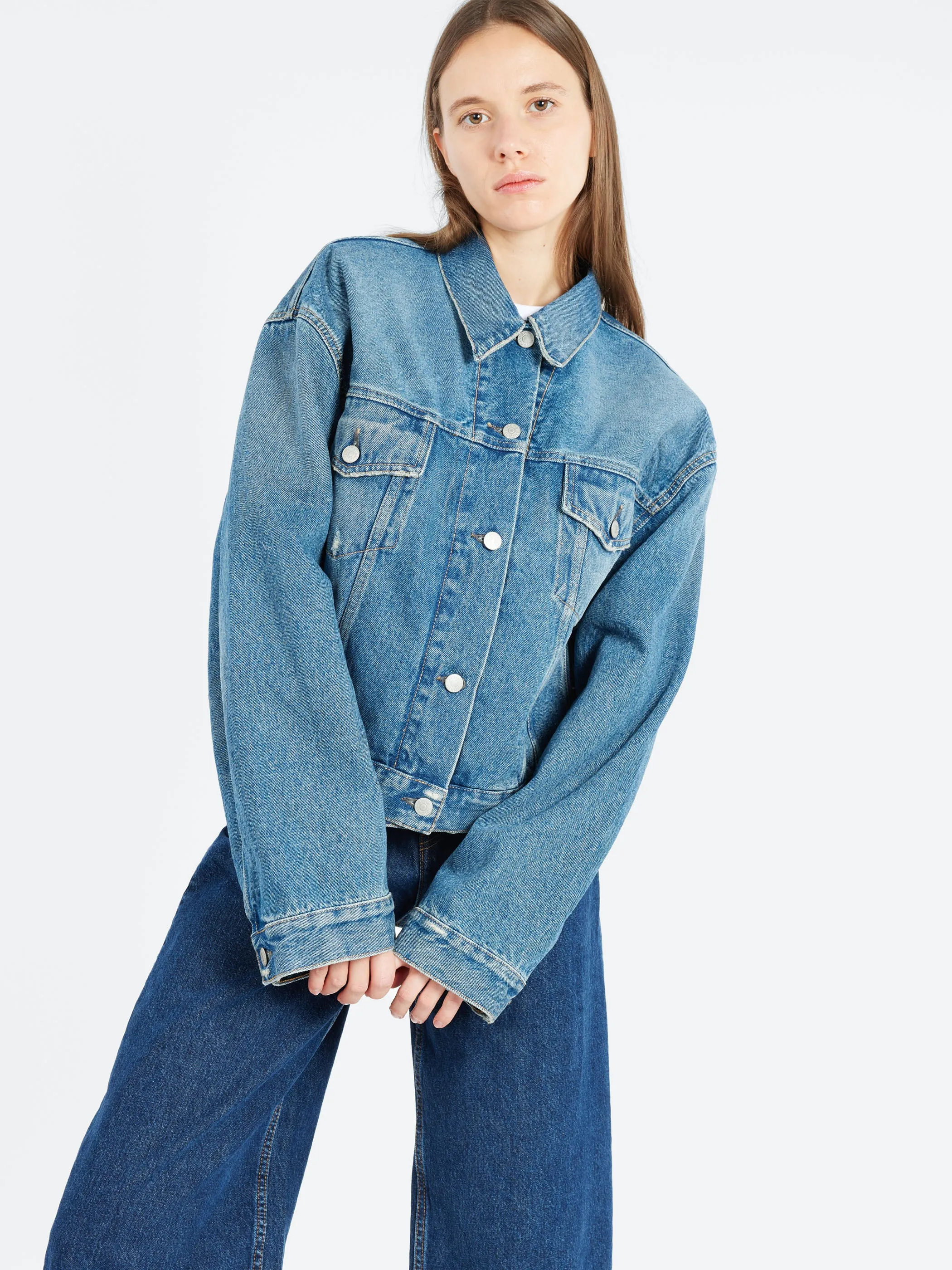 Collared Button-Up Denim Jacket sold by gravitypope product image thumbnail 4