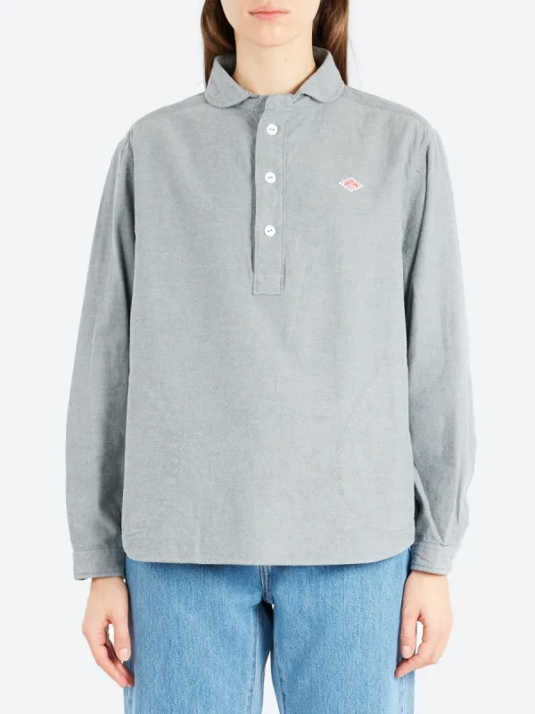 Women's Cotton Flannel Round Collar Pullover Shirt sold by gravitypope