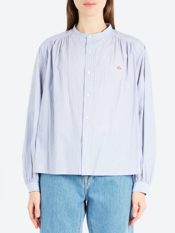 Women's Gathered Band Collar Shirt sold by gravitypope