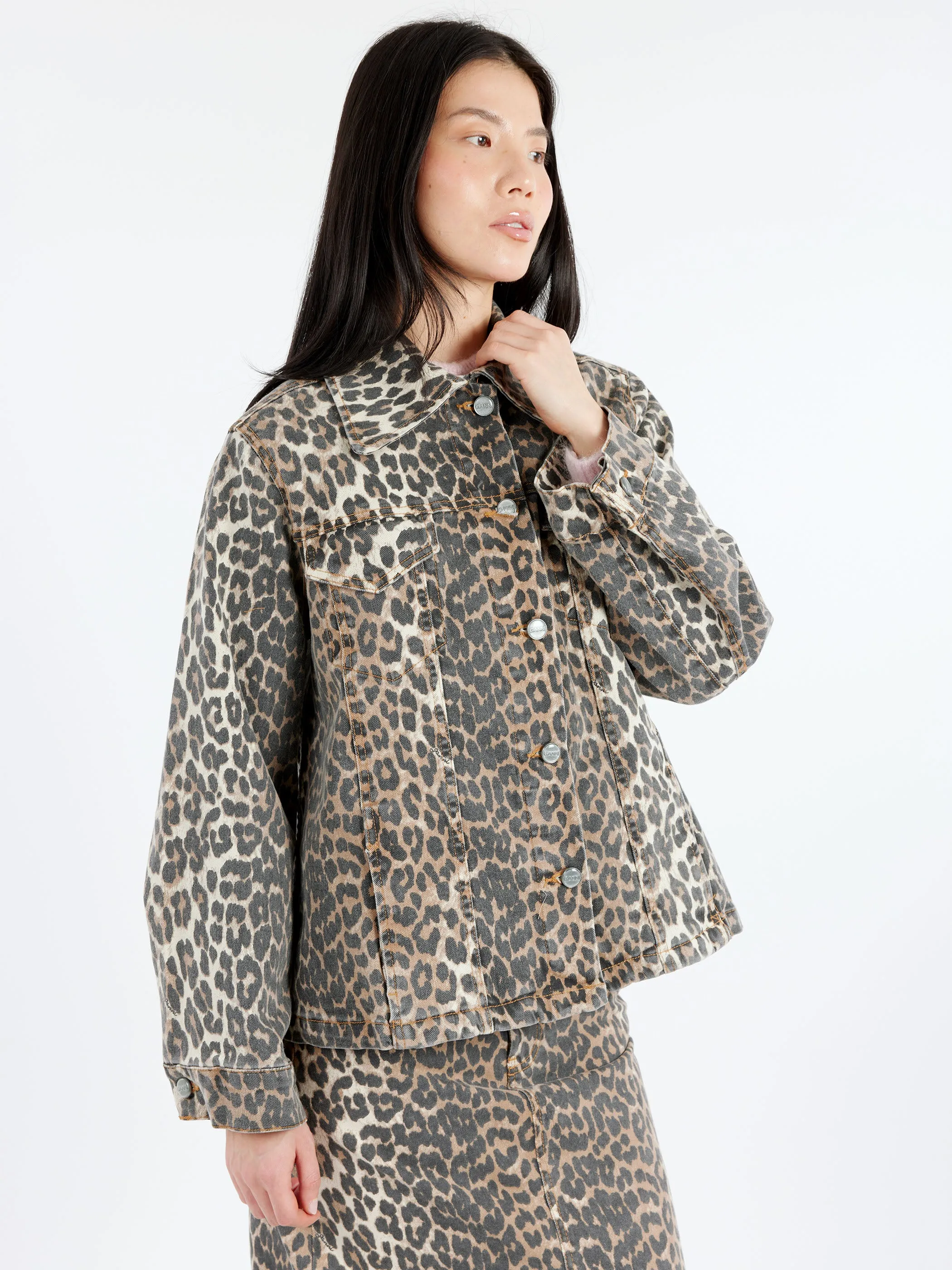 Leopard Printed Denim Jacket sold by gravitypope product image thumbnail 4