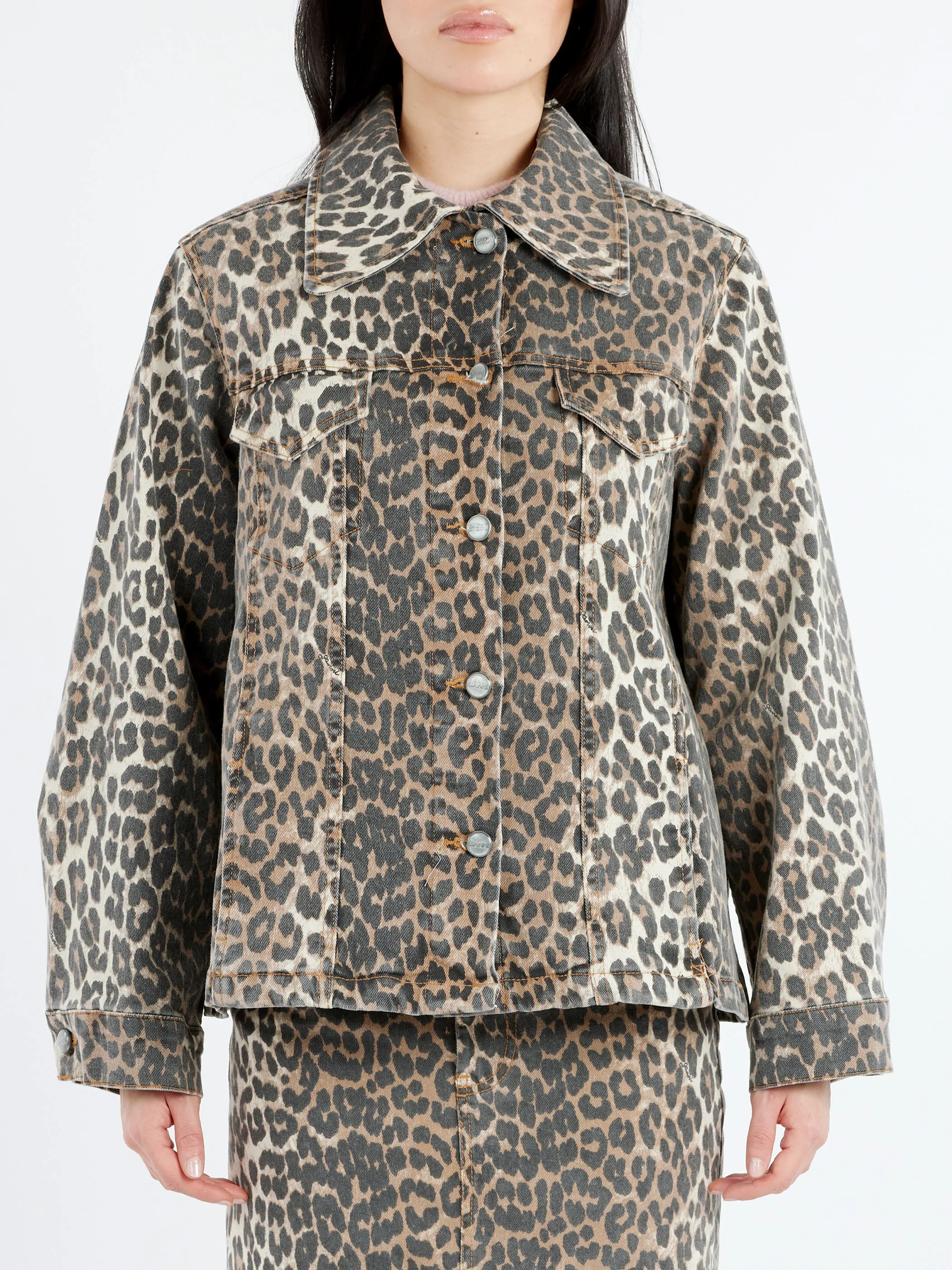Leopard Printed Denim Jacket sold by gravitypope