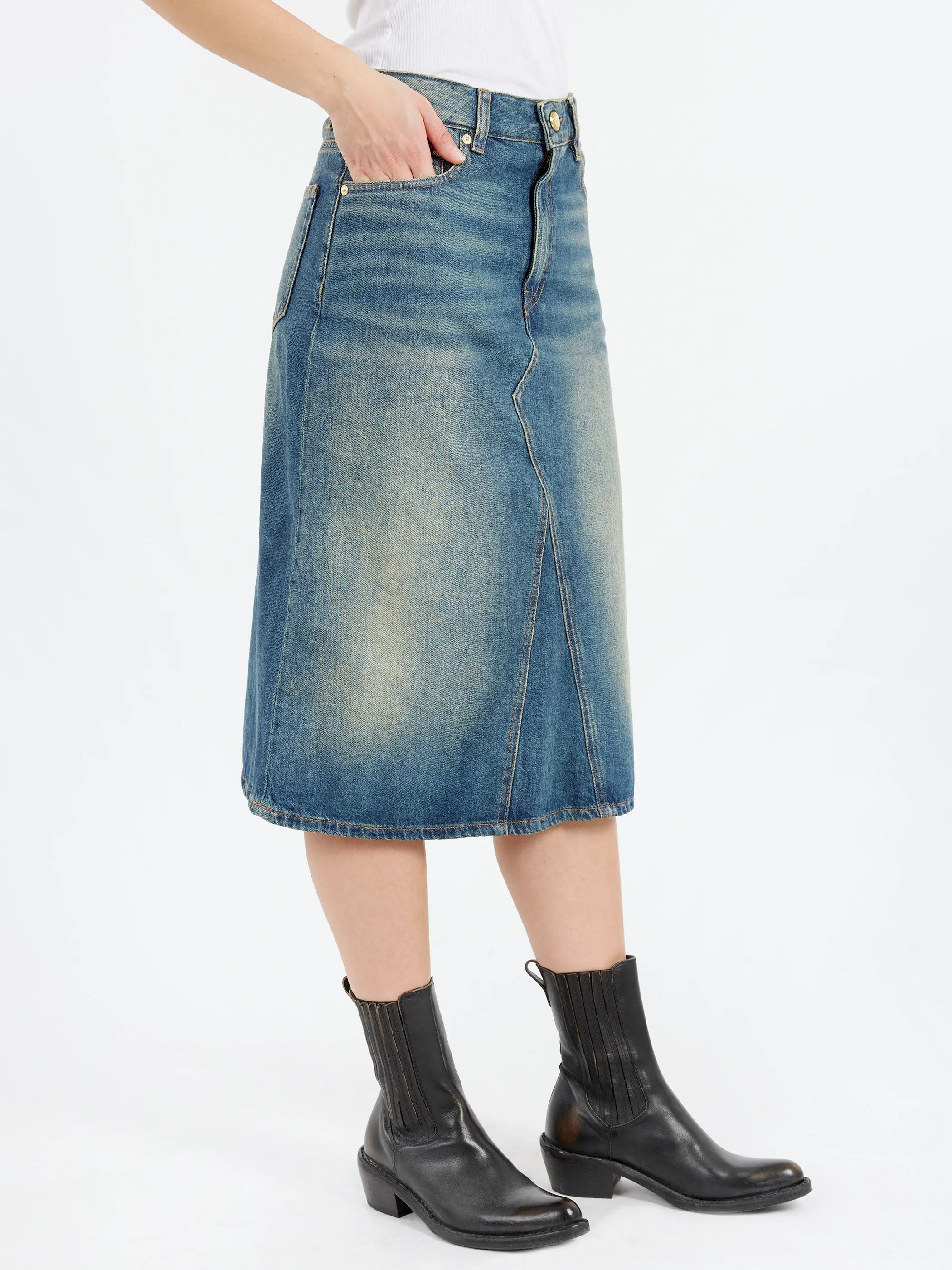 Heavy Washed Denim Midi Skirt sold by gravitypope product image thumbnail 4