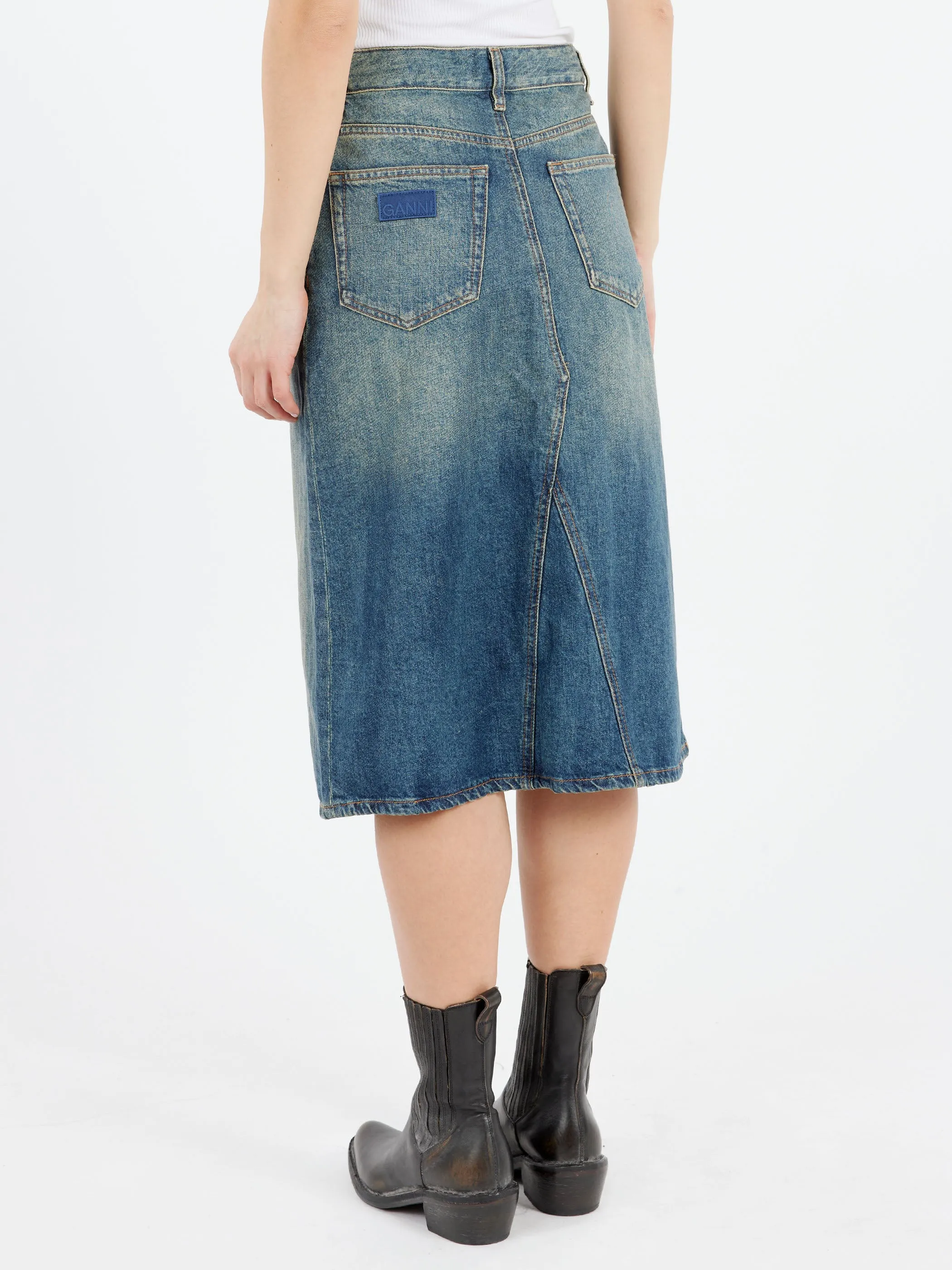 Heavy Washed Denim Midi Skirt sold by gravitypope product image thumbnail 3