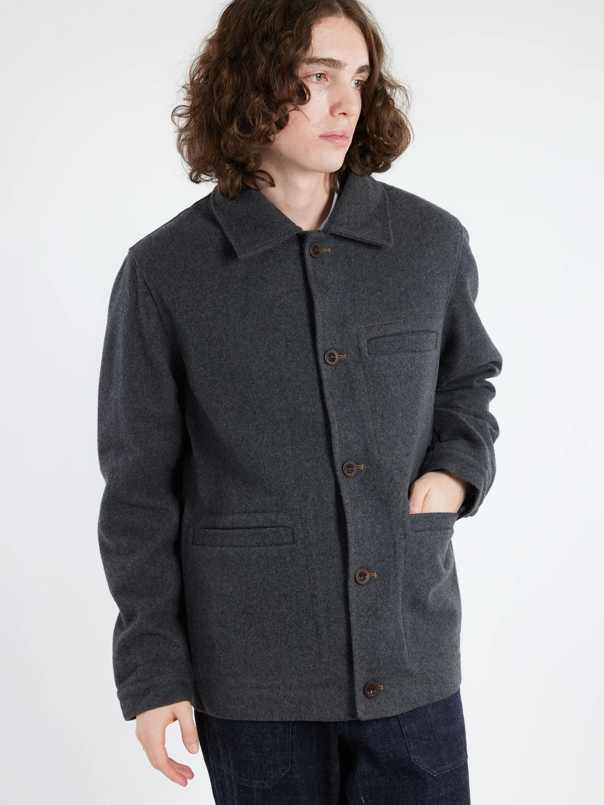Melton Wool Blend Chore Jacket sold by gravitypope product image thumbnail 4