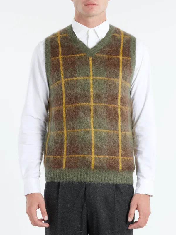 Mohair Check Vest made by BEAMS PLUS