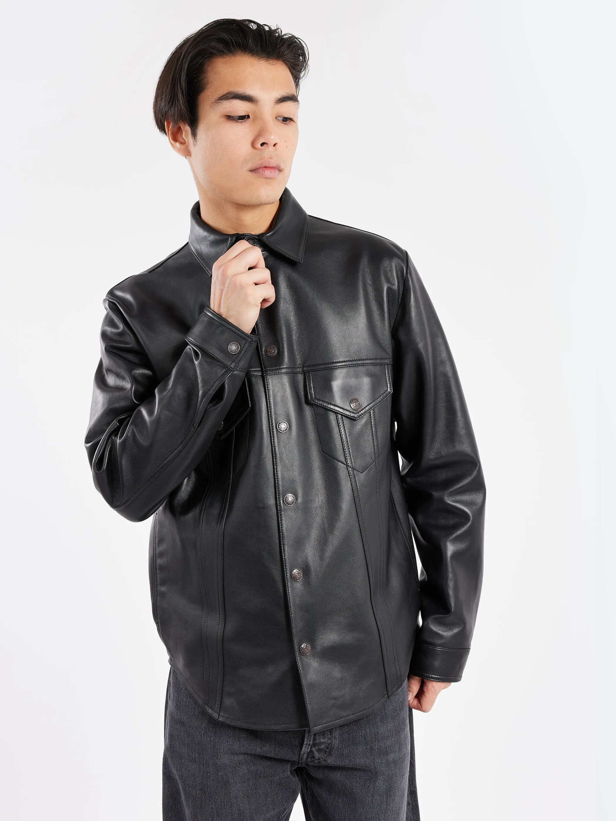 Long Sleeved Leather Jacket sold by gravitypope product image thumbnail 3