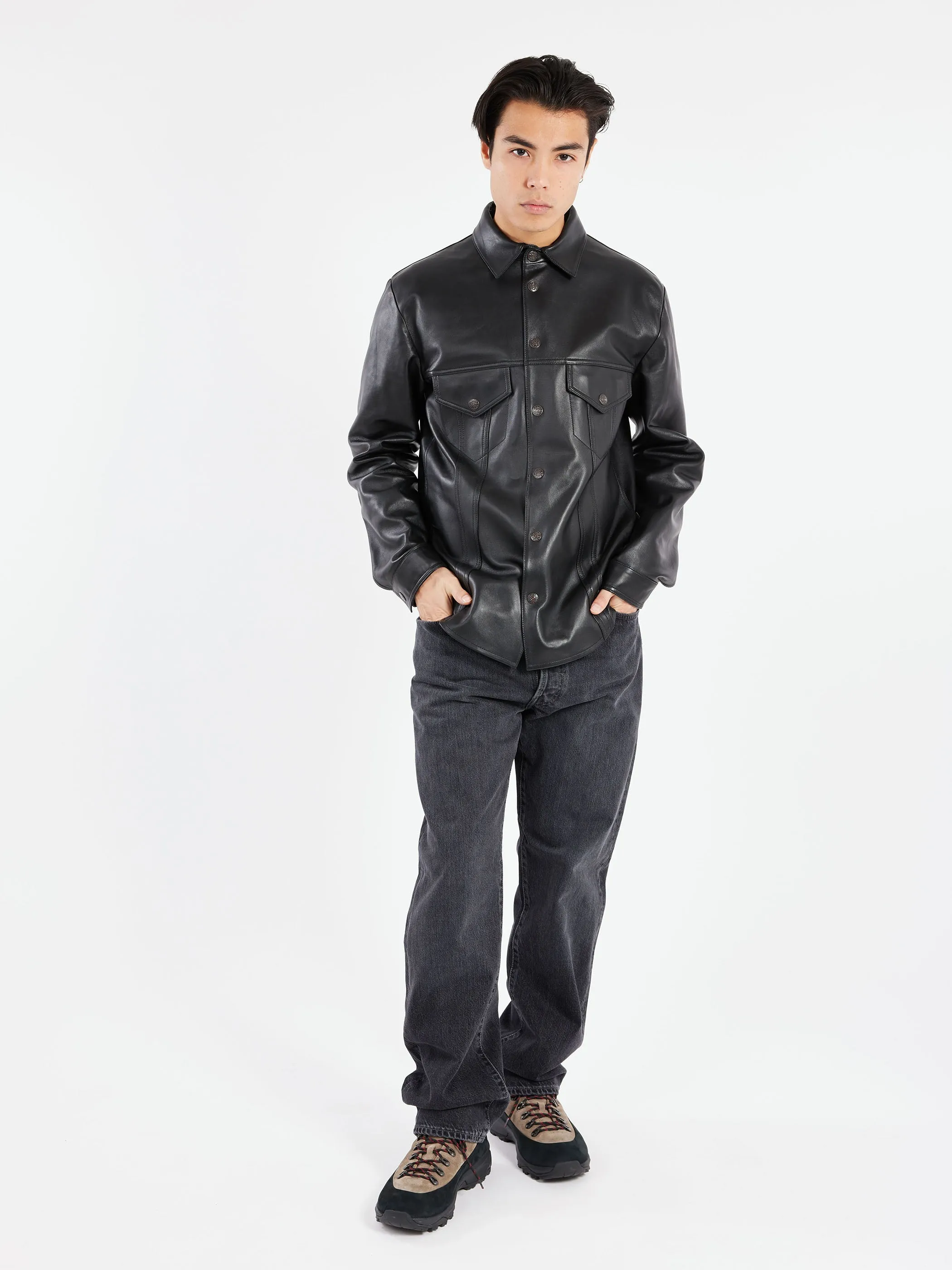 Long Sleeved Leather Jacket sold by gravitypope product image thumbnail 2