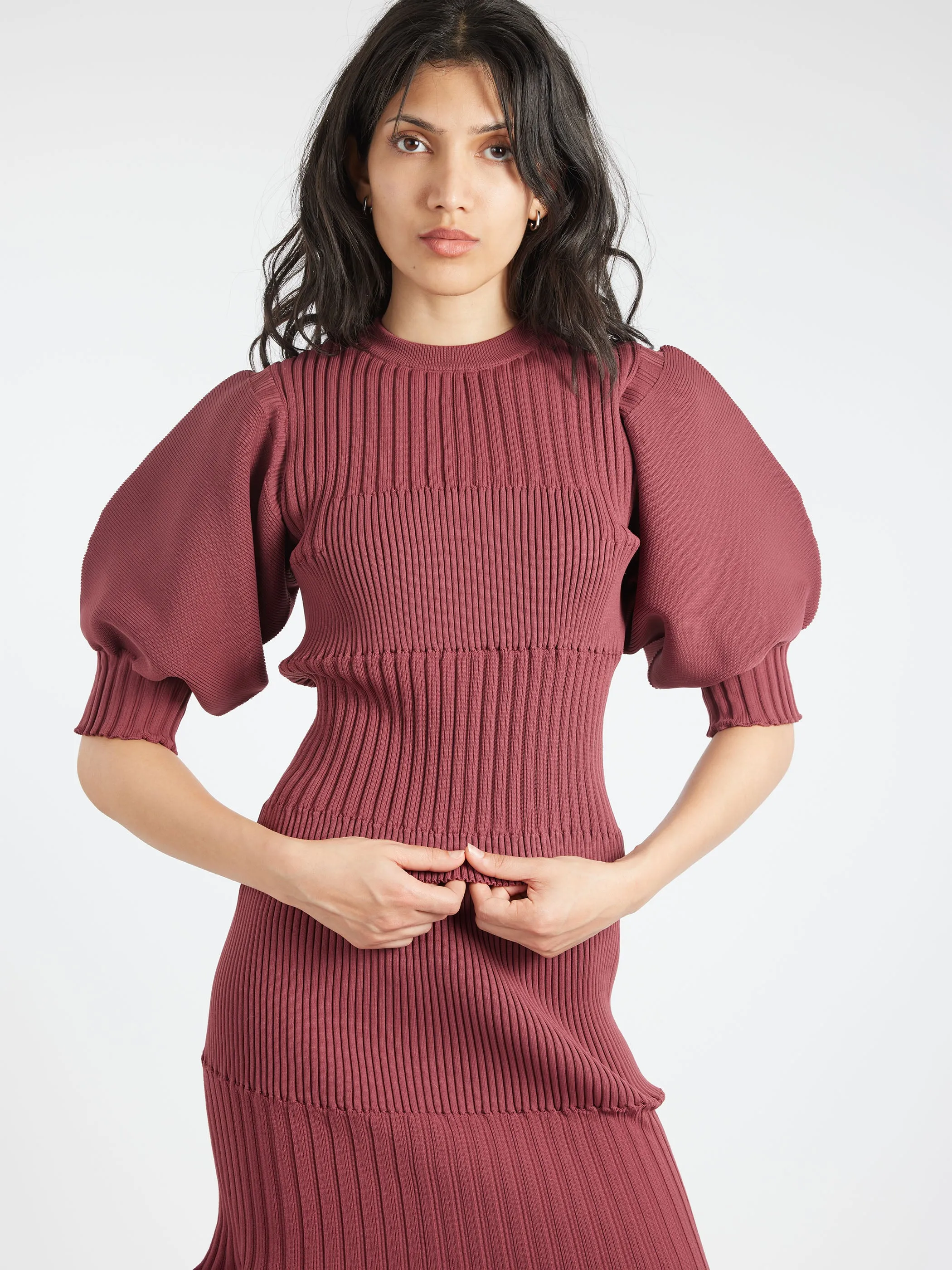 Fluted Short Puff Sleeve Cropped Top sold by gravitypope product image thumbnail 5