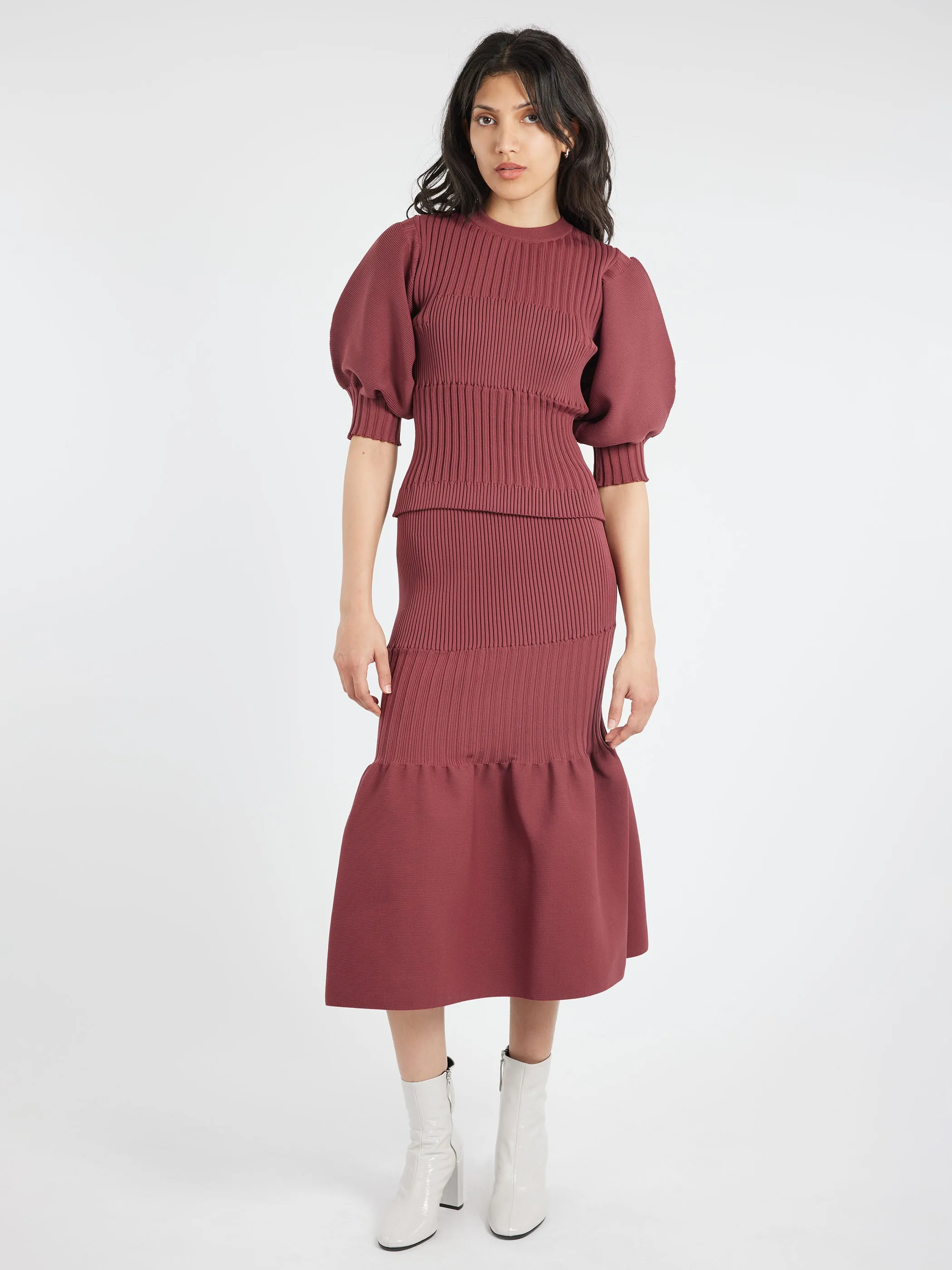 Fluted Short Puff Sleeve Cropped Top sold by gravitypope product image thumbnail 2