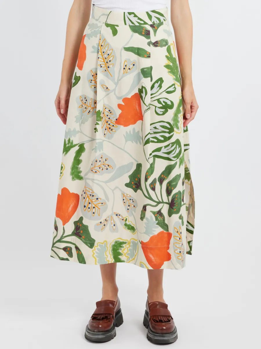 Foliage Print Poplin Skirt sold by gravitypope