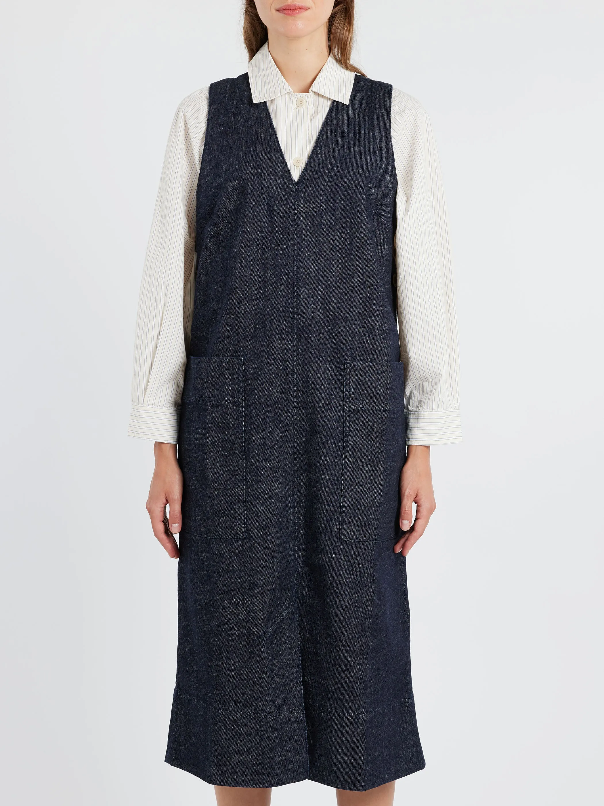 V-Neck Denim Pinafore Dress sold by gravitypope