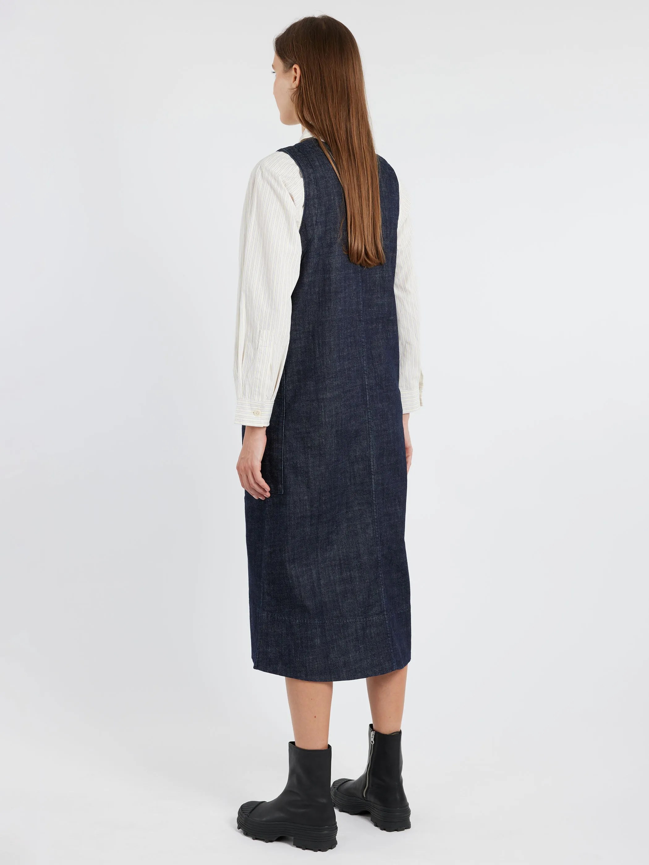 V-Neck Denim Pinafore Dress sold by gravitypope product image thumbnail 3