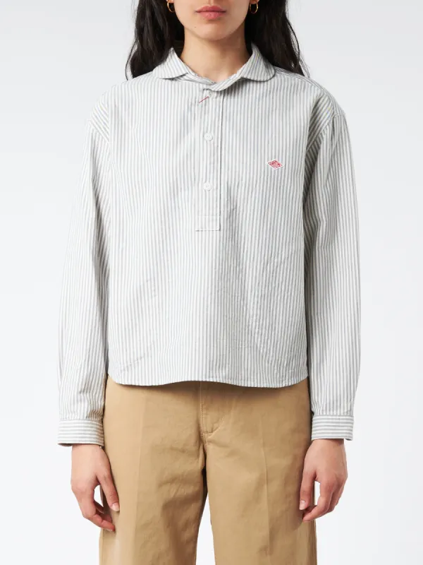 Women's Oxford Round Collar Pullover Wide Shirt sold by gravitypope