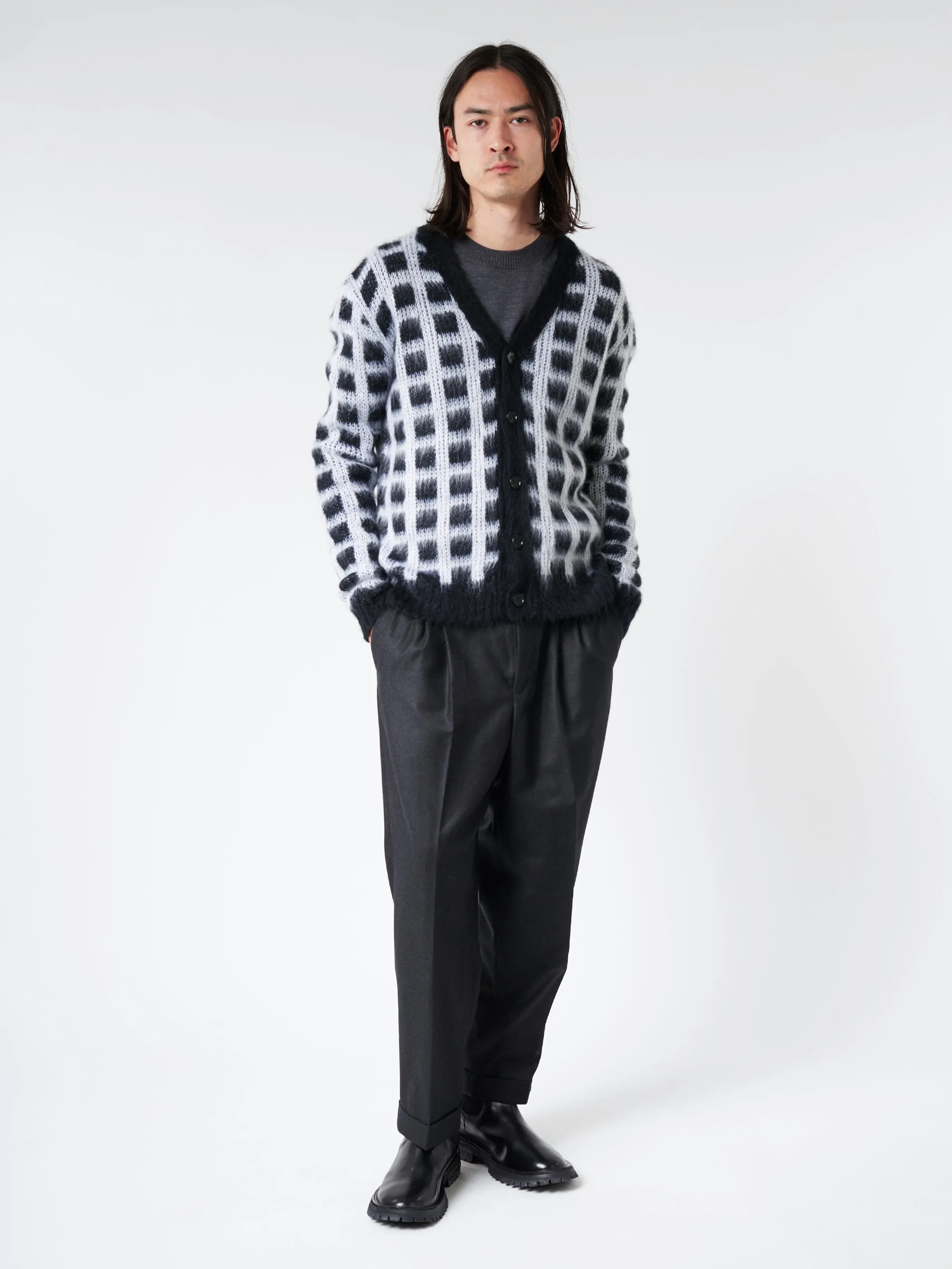 Checked Mohair Cardigan sold by gravitypope product image thumbnail 2