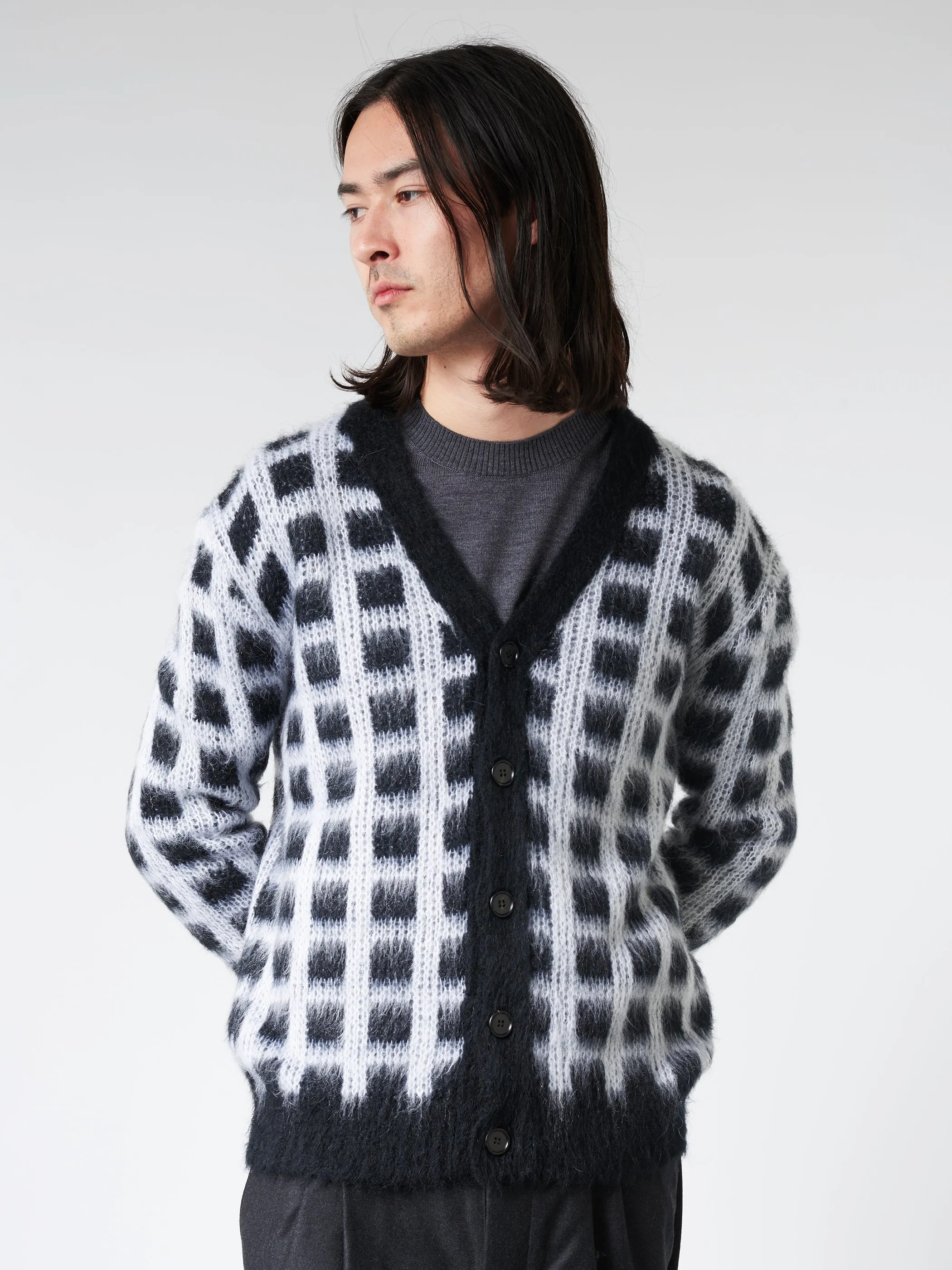 Checked Mohair Cardigan sold by gravitypope product image thumbnail 4