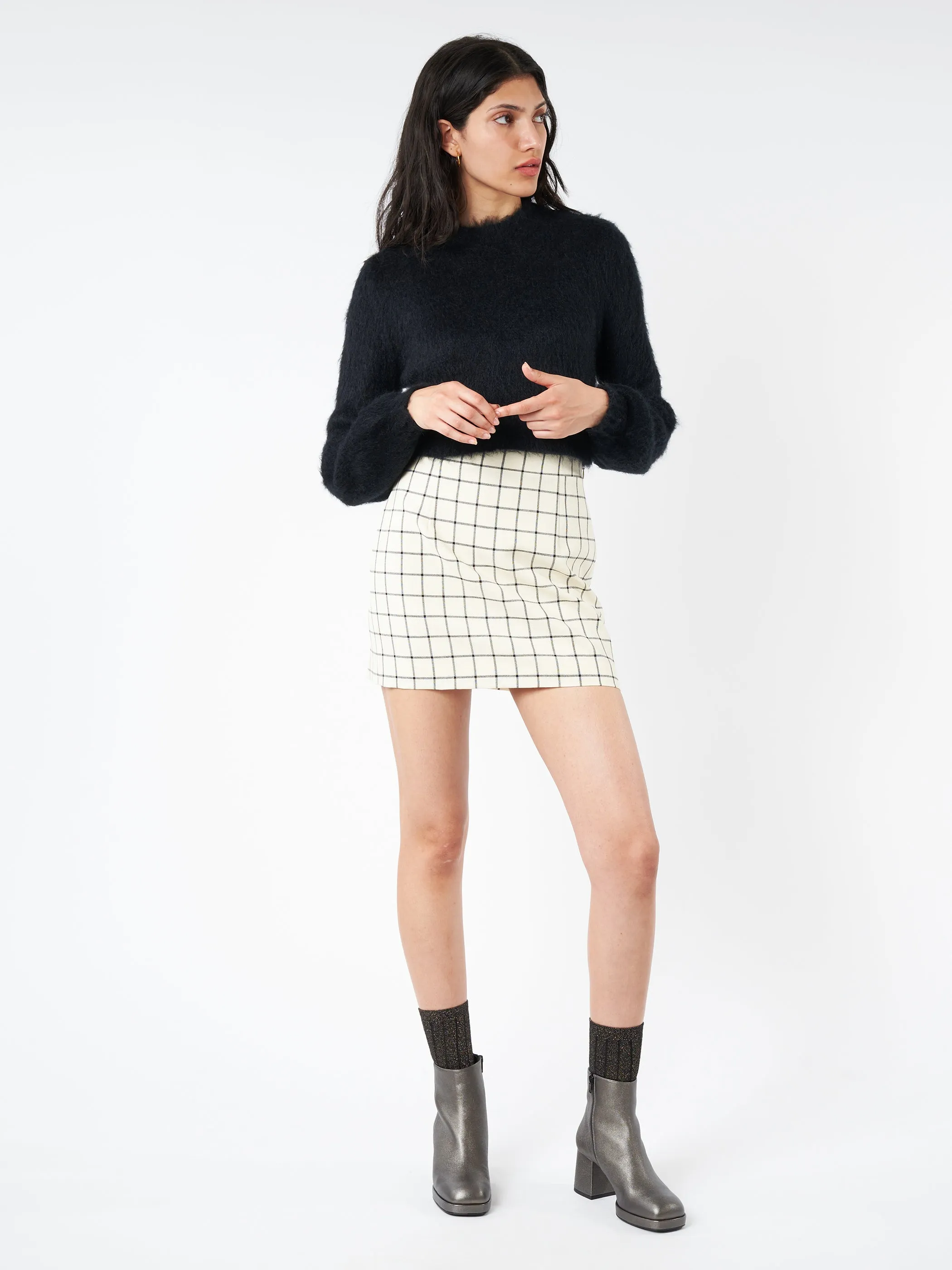 Wool Check Mini Skirt sold by gravitypope product image thumbnail 2