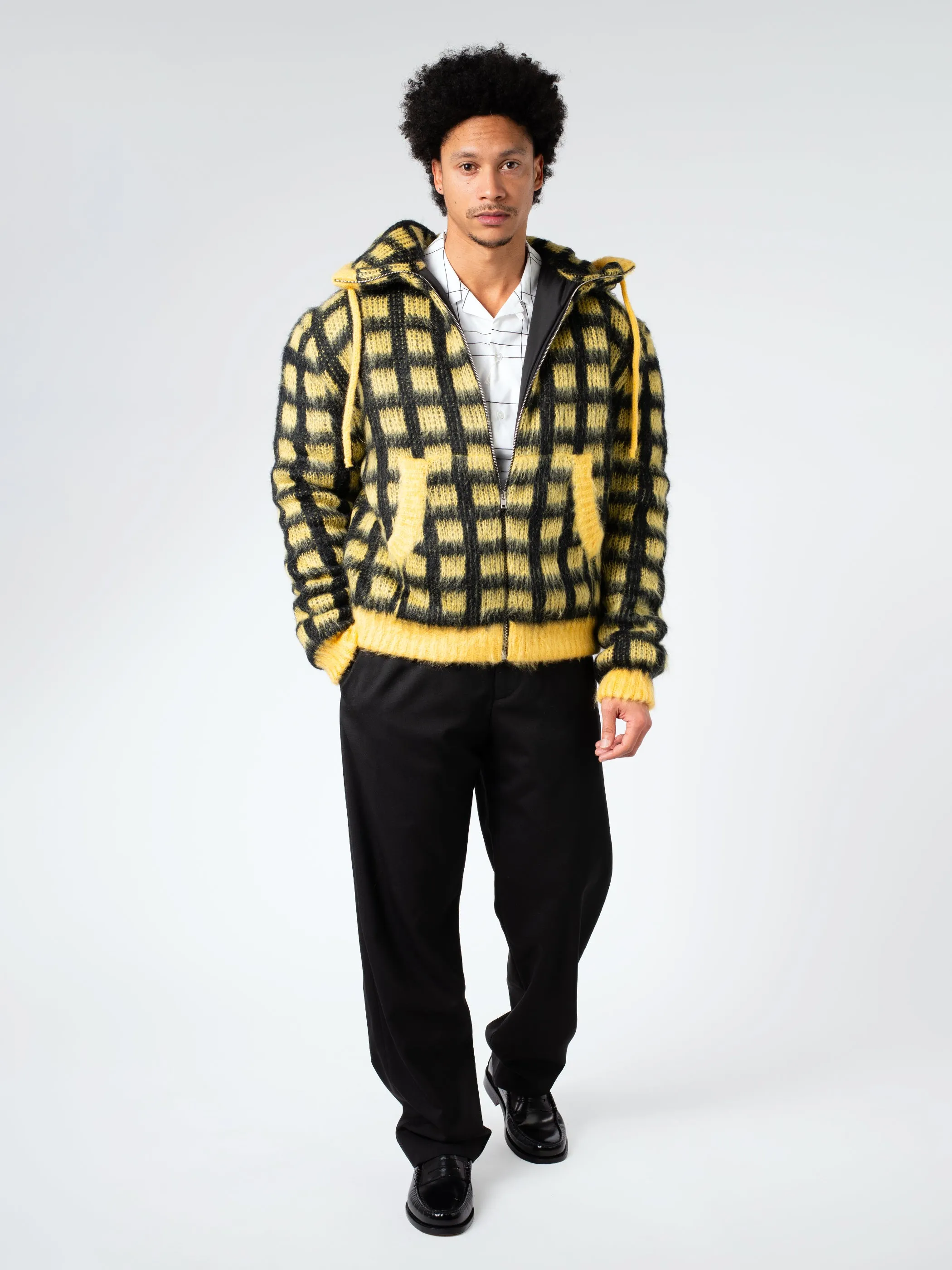 Checked Mohair Hooded Cardigan sold by gravitypope product image thumbnail 2