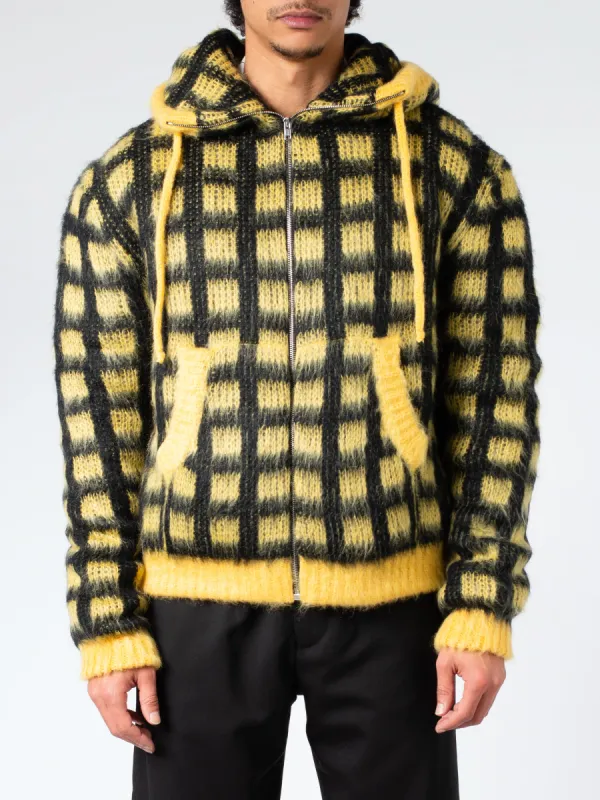 Checked Mohair Hooded Cardigan sold by gravitypope