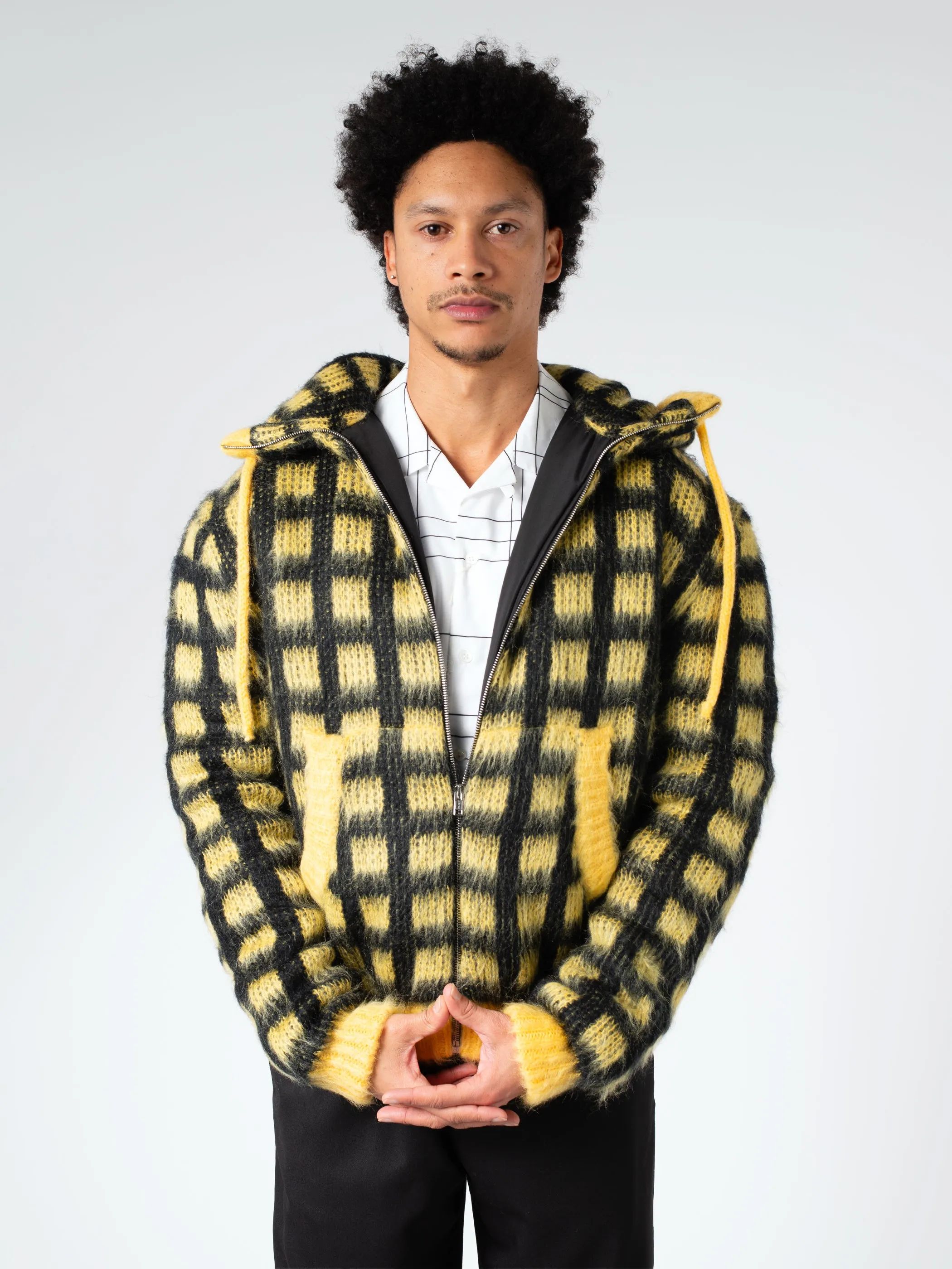 Checked Mohair Hooded Cardigan sold by gravitypope product image thumbnail 4
