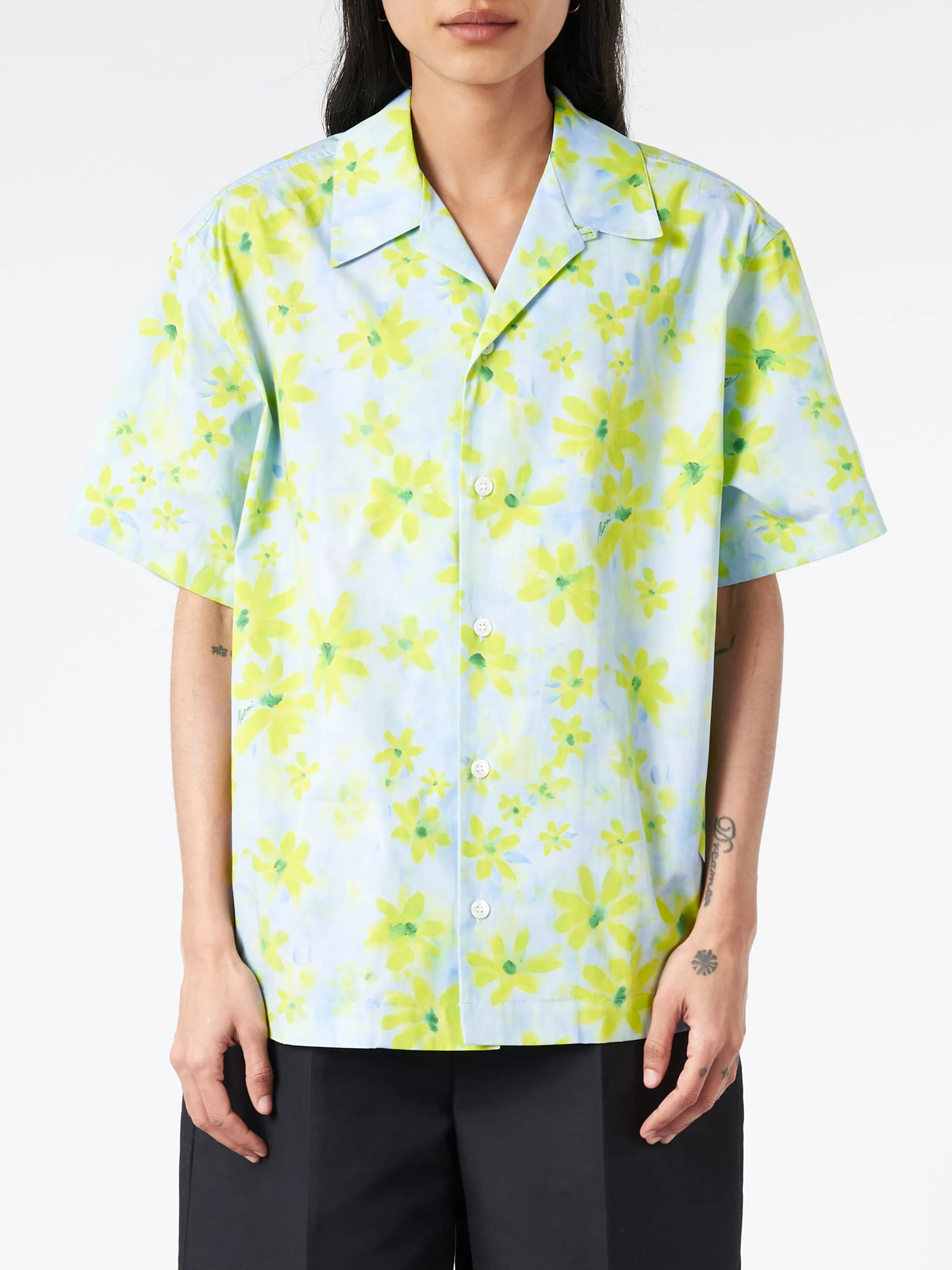 Poplin Bowling Shirt with Parade Print sold by gravitypope