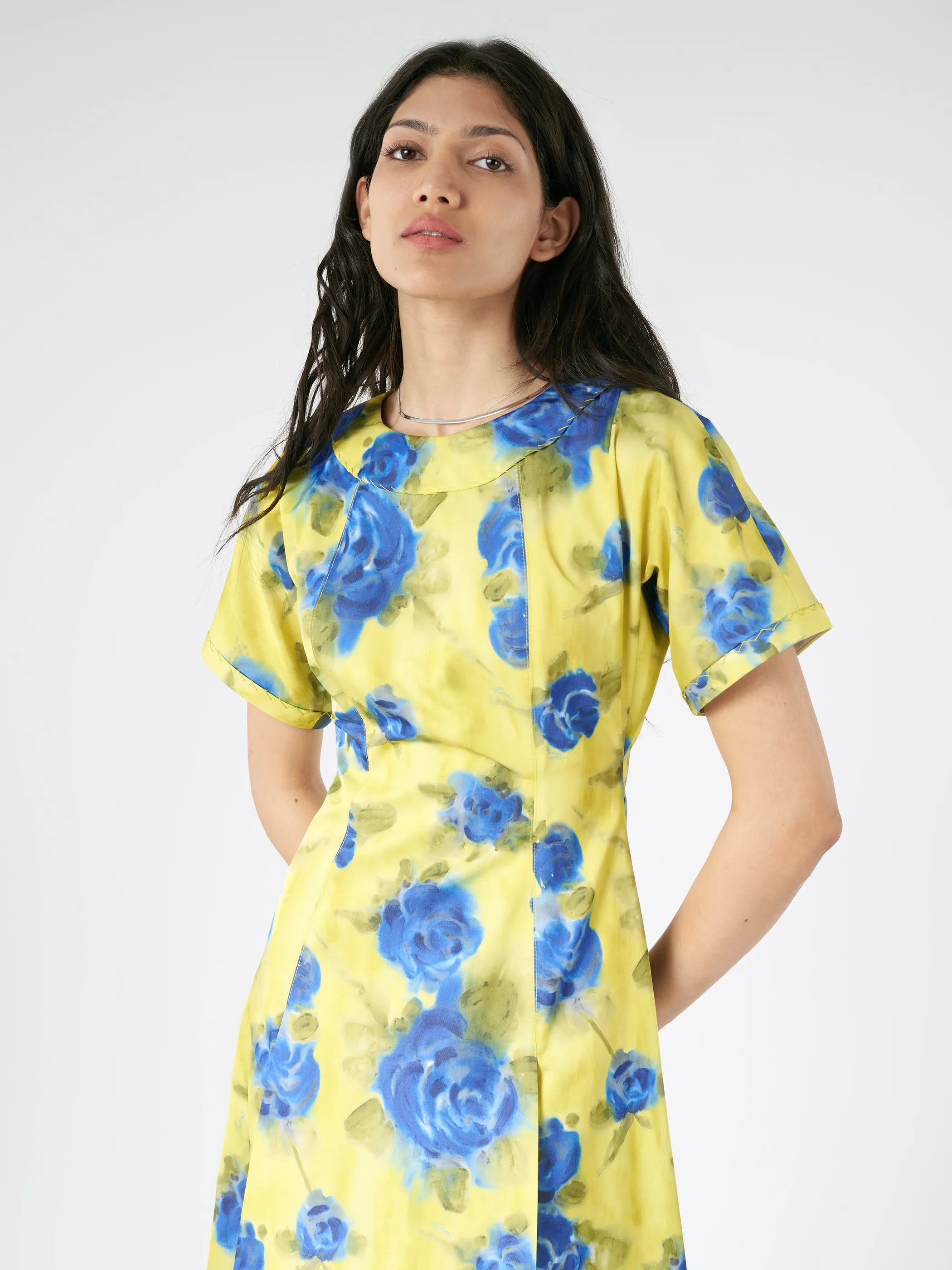 Taffeta Midi Dress with Idyll Print sold by gravitypope product image thumbnail 4