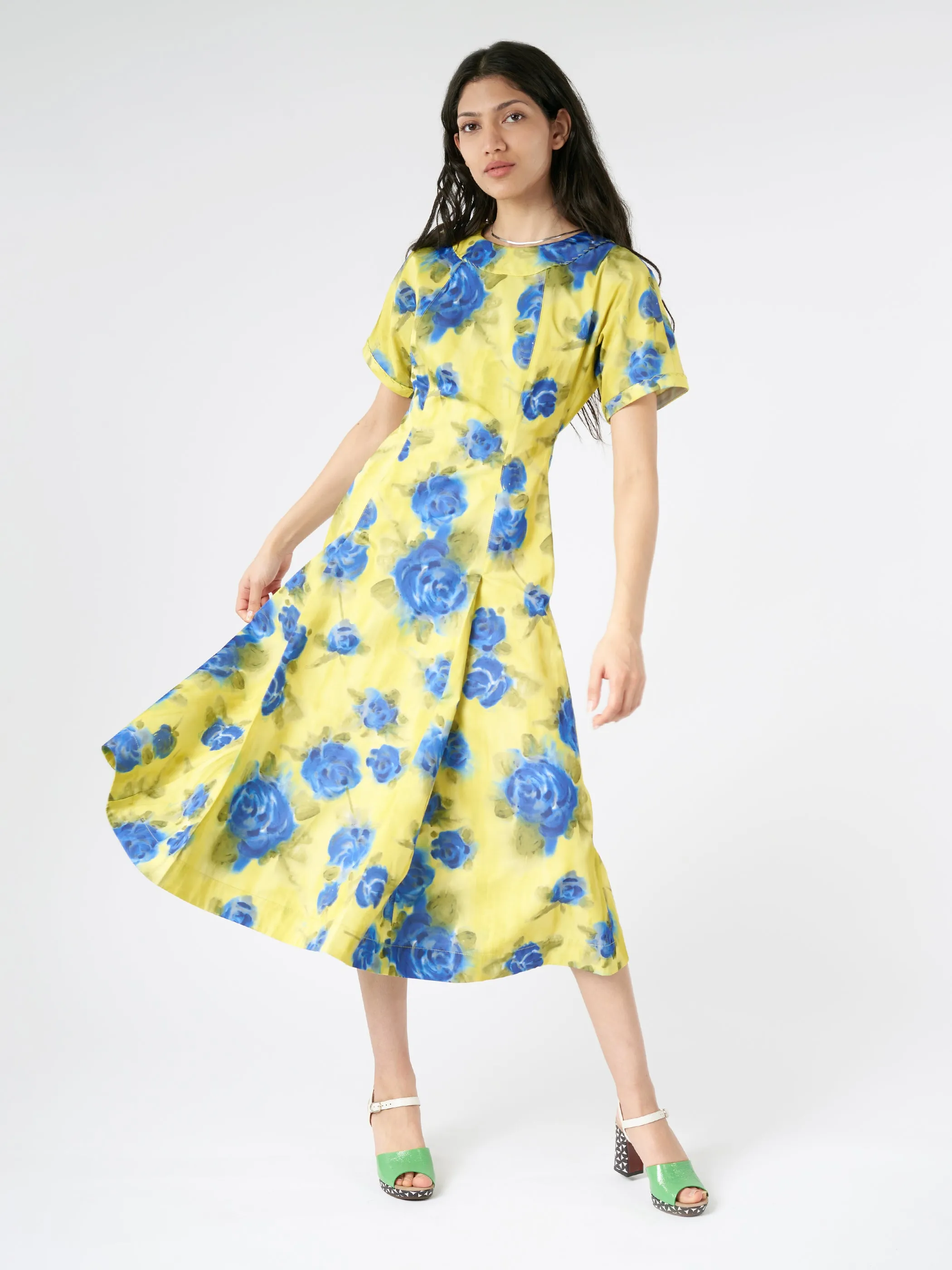 Taffeta Midi Dress with Idyll Print sold by gravitypope product image thumbnail 2