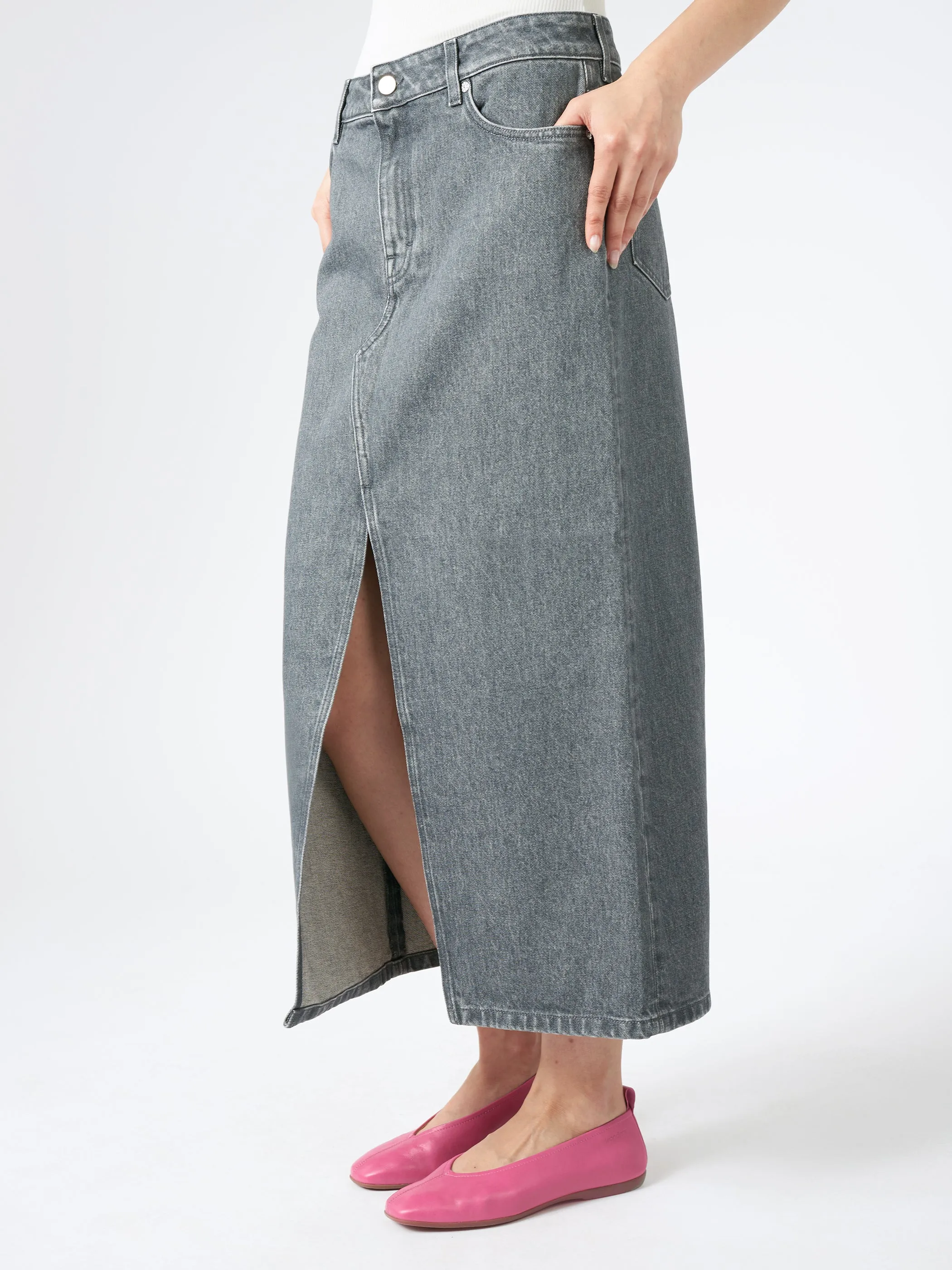 Long Slit Denim Skirt sold by gravitypope product image thumbnail 5