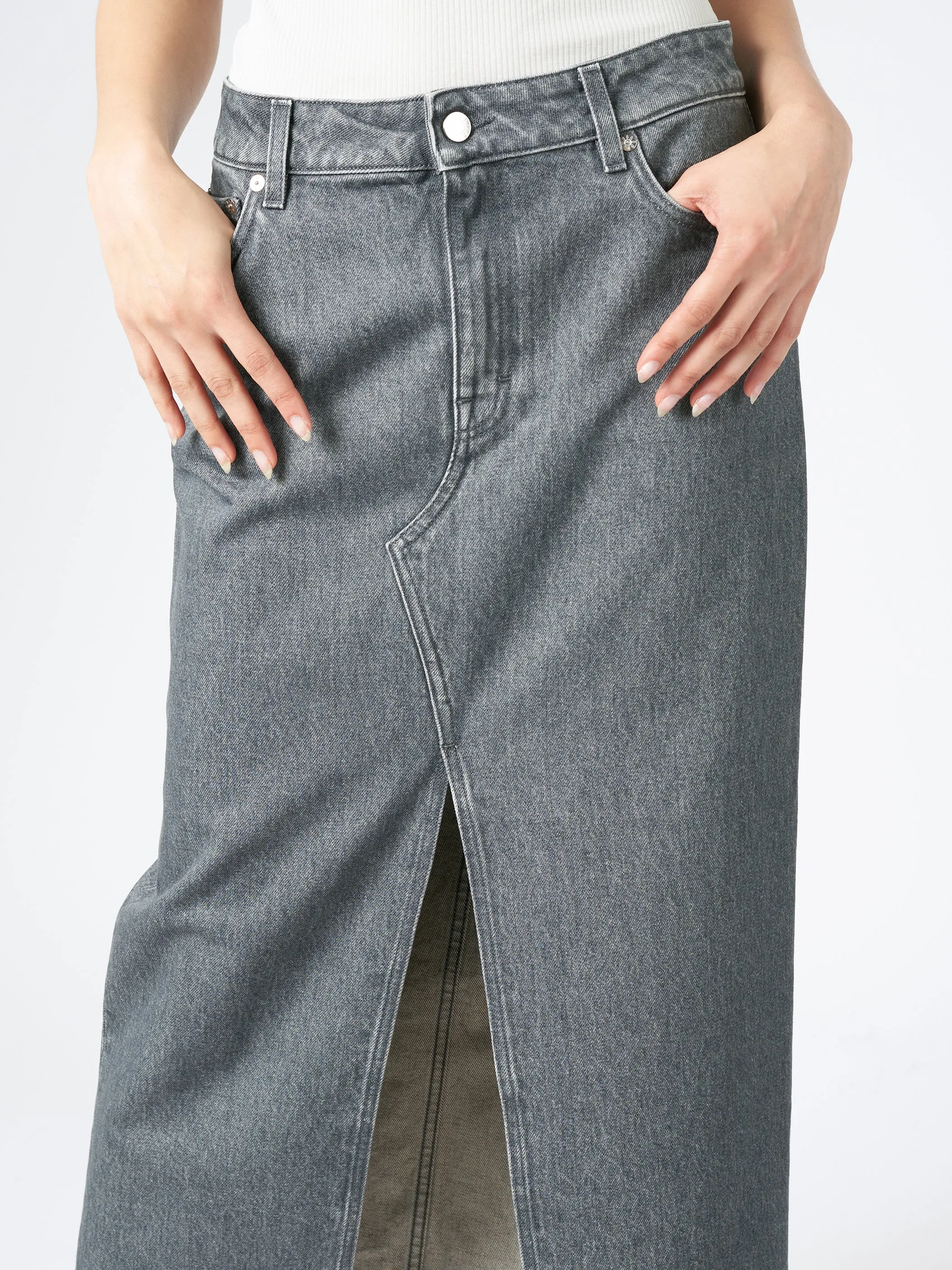 Long Slit Denim Skirt sold by gravitypope product image thumbnail 4