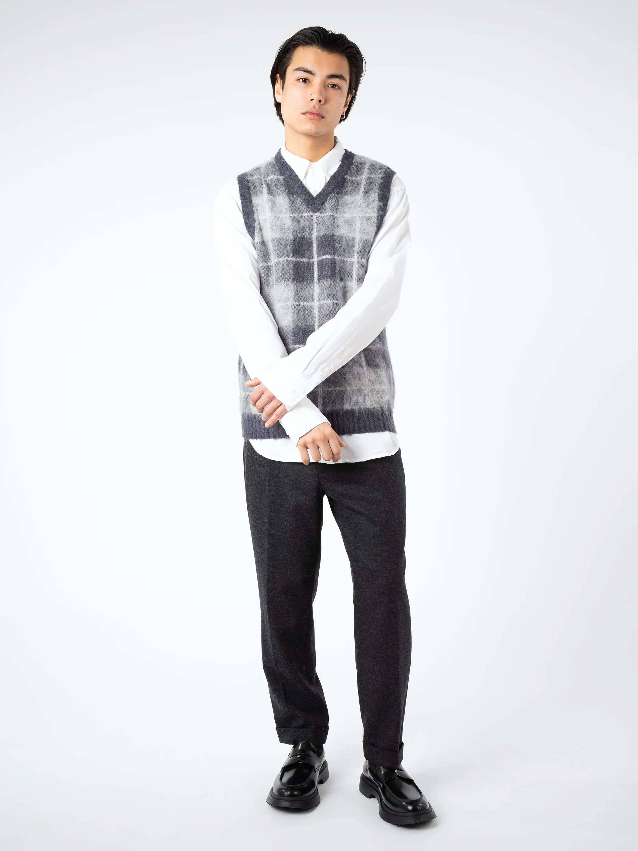 Mohair Check Pullover Knit Vest sold by gravitypope product image thumbnail 2