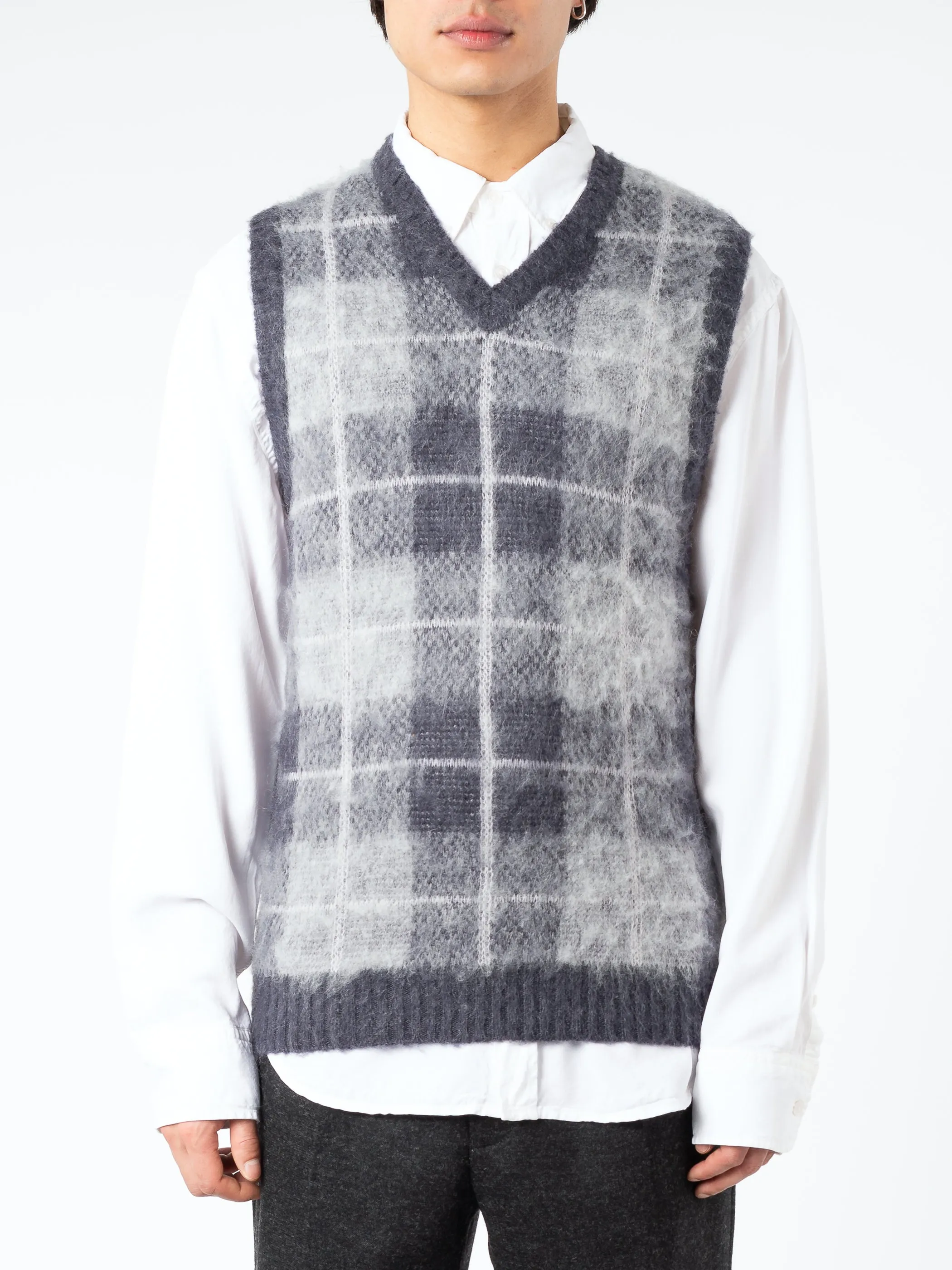 Mohair Check Pullover Knit Vest sold by gravitypope