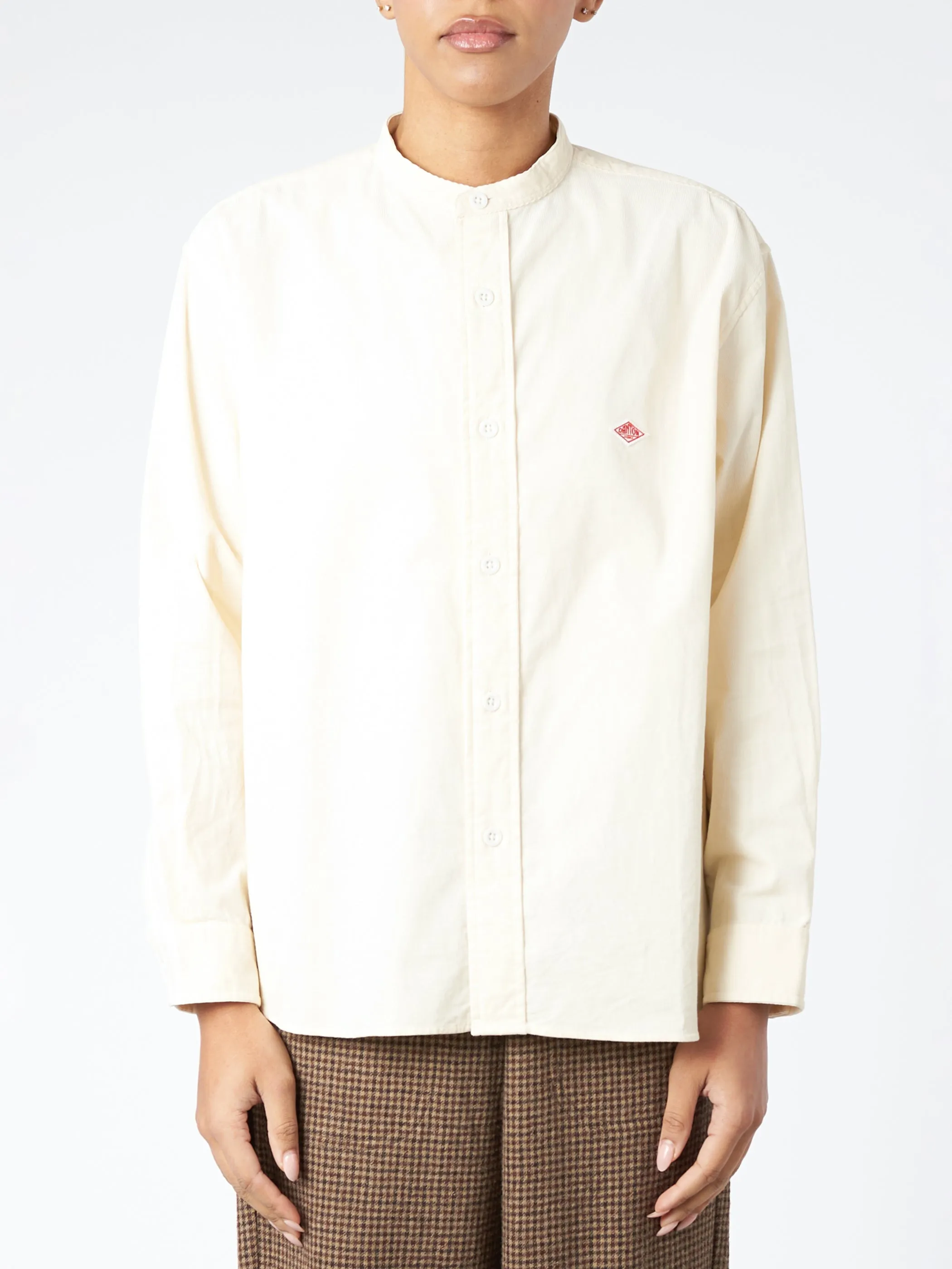 Women's Corduroy Band Collar Shirt sold by gravitypope
