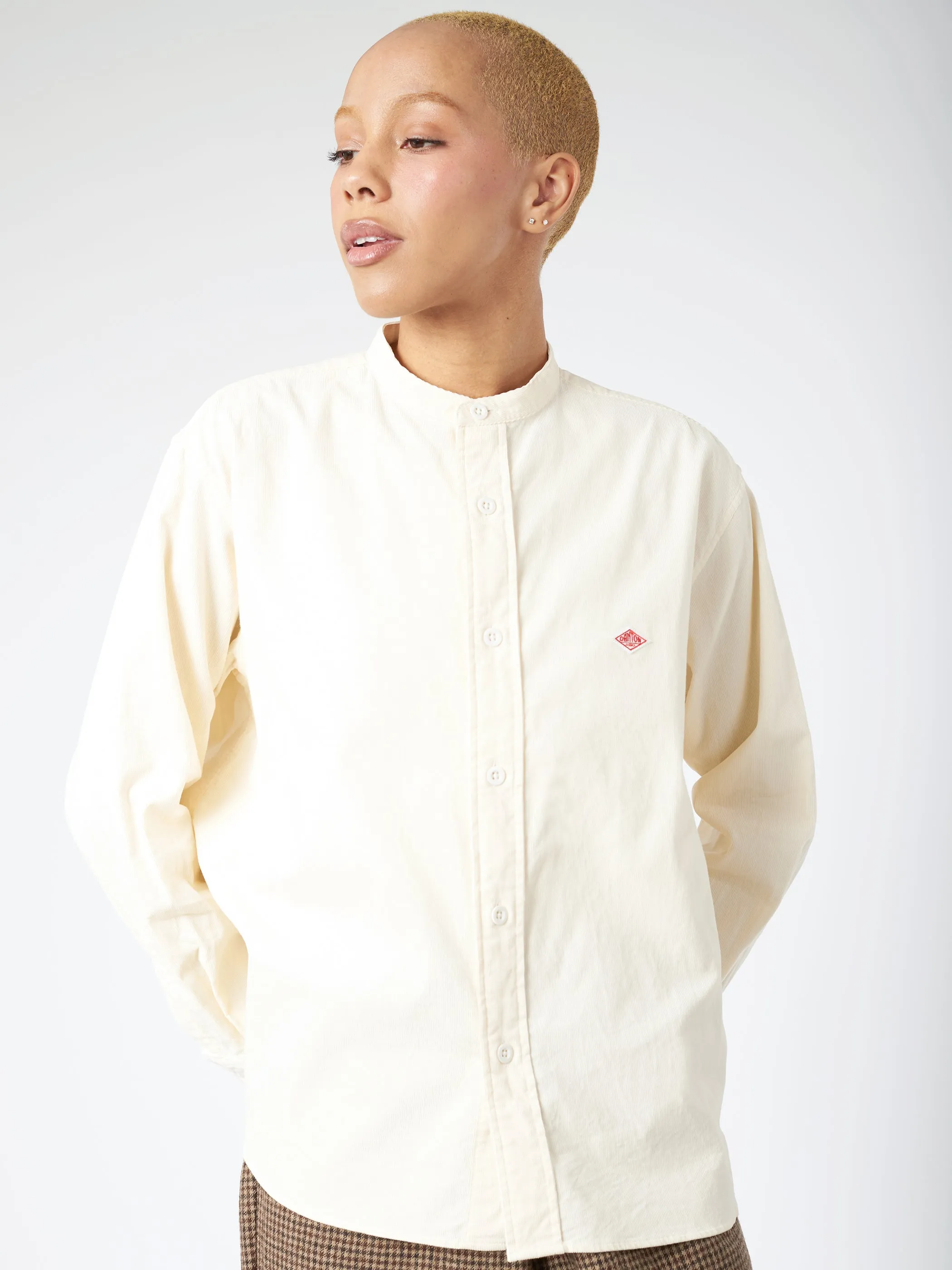 Women's Corduroy Band Collar Shirt sold by gravitypope product image thumbnail 4