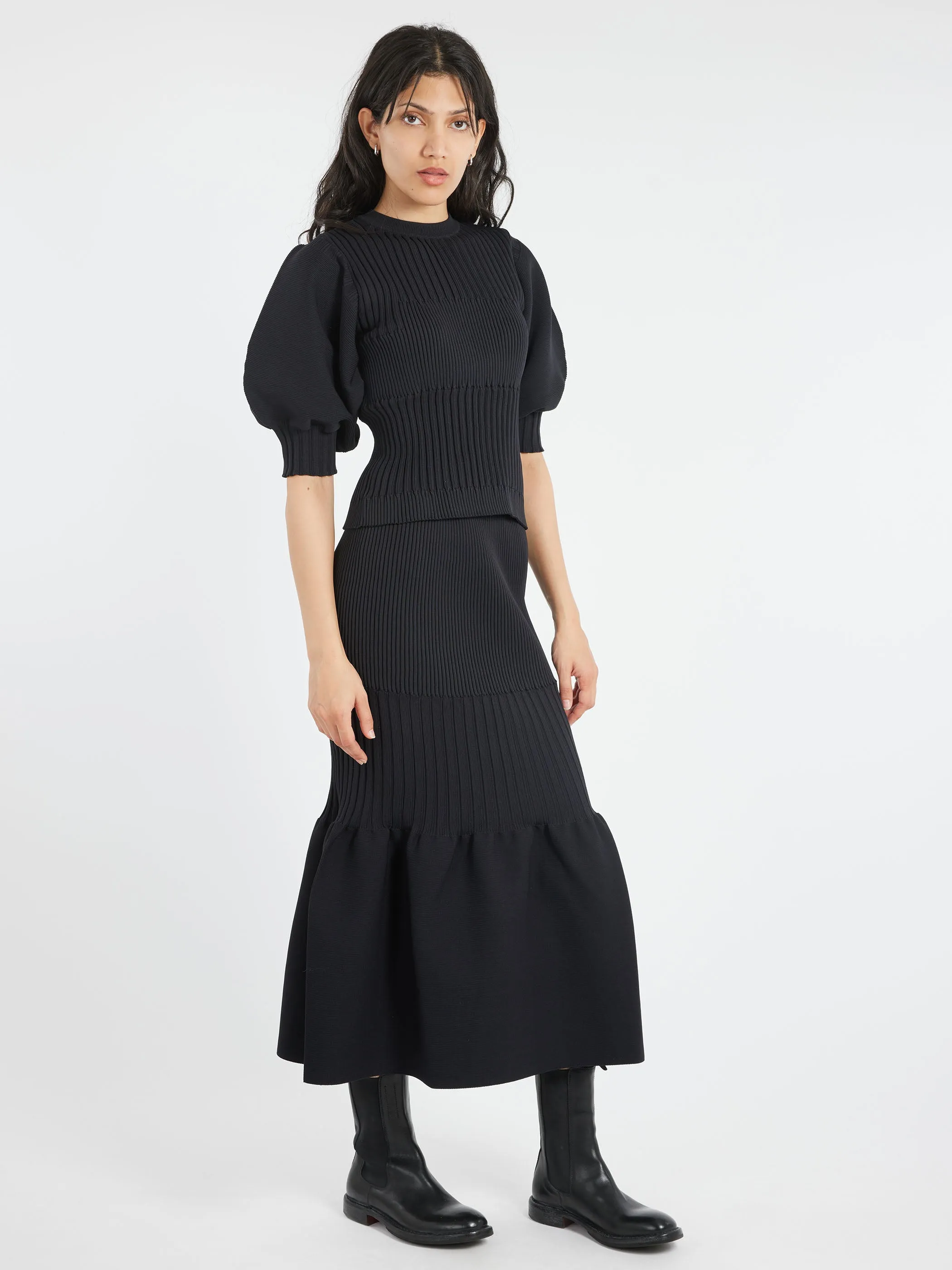 Fluted Short Puff Sleeve Cropped Top sold by gravitypope product image thumbnail 2