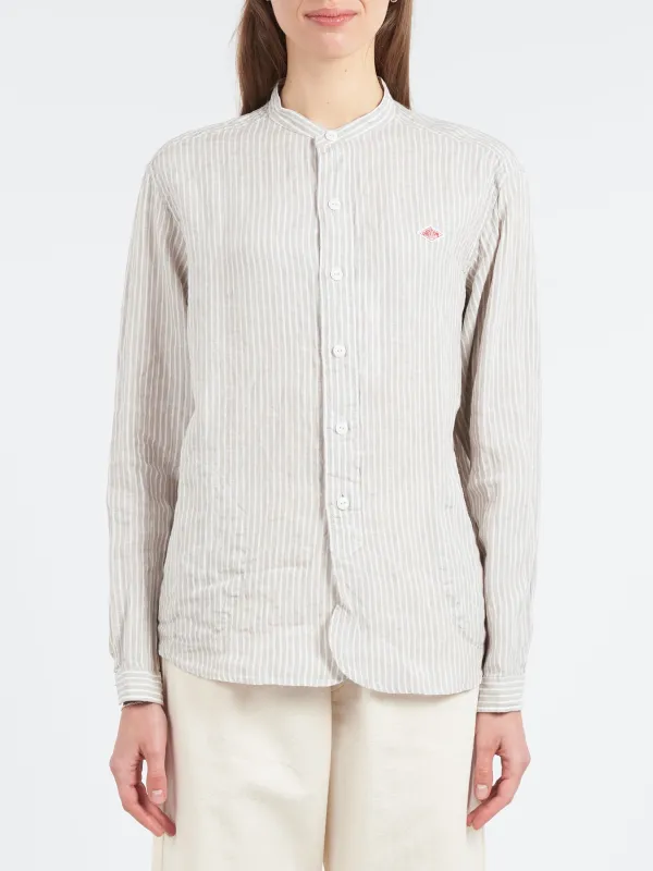 Women's Linen Band Collar Shirt sold by gravitypope