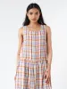 Check Linen Dropped Waist Dress sold by gravitypope