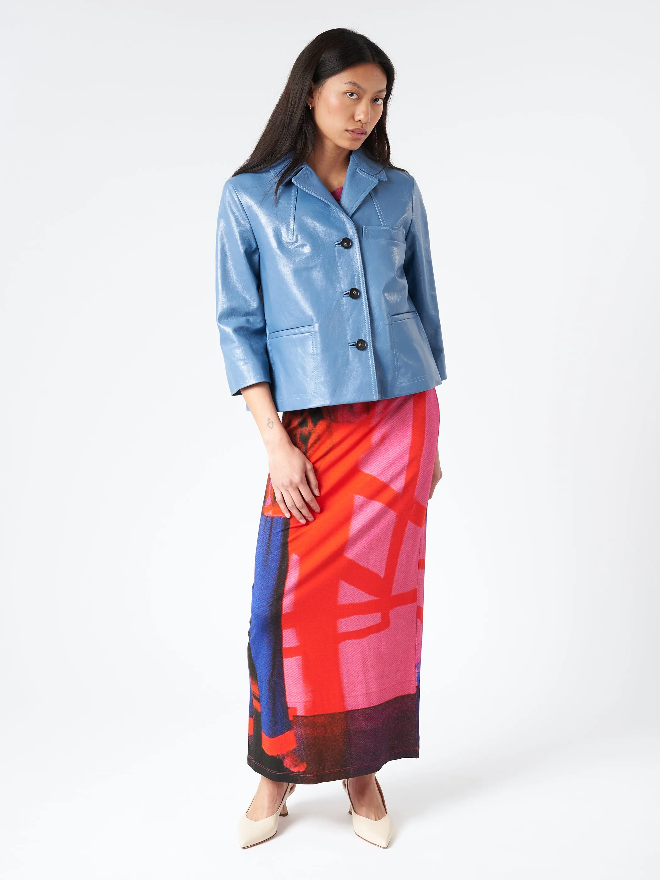 Blue Shiny Leather Jacket sold by gravitypope product image thumbnail 4