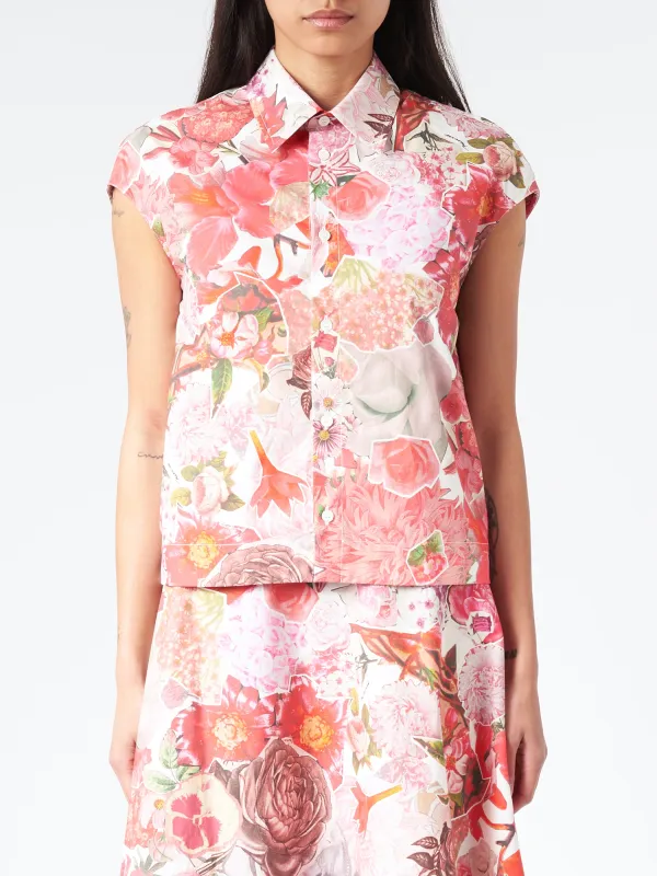 Pink Poplin Sleeveless Shirt with Requiem Print made by Marni