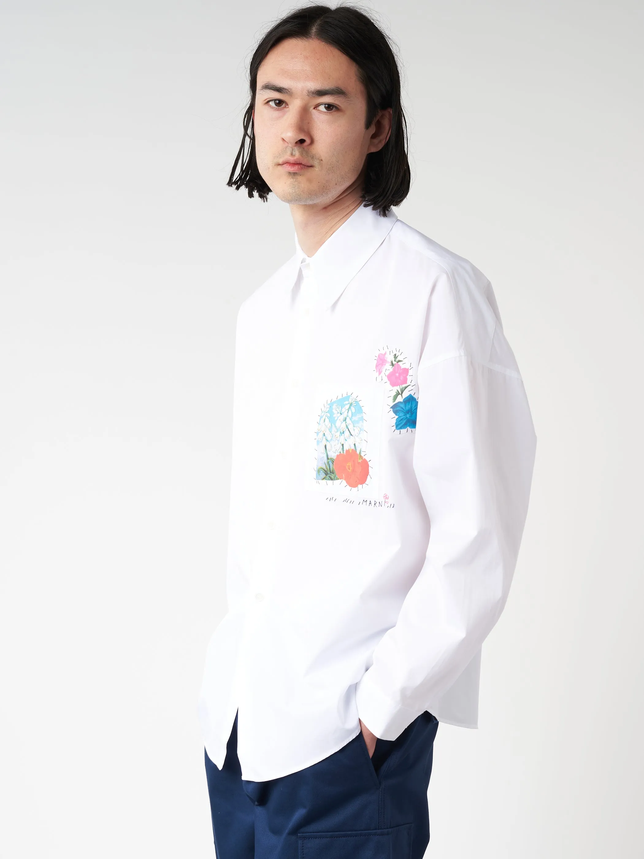 Poplin Shirt with Flower Patches sold by gravitypope product image thumbnail 4