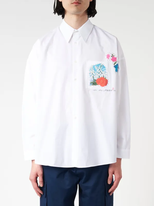 Poplin Shirt with Flower Patches sold by gravitypope