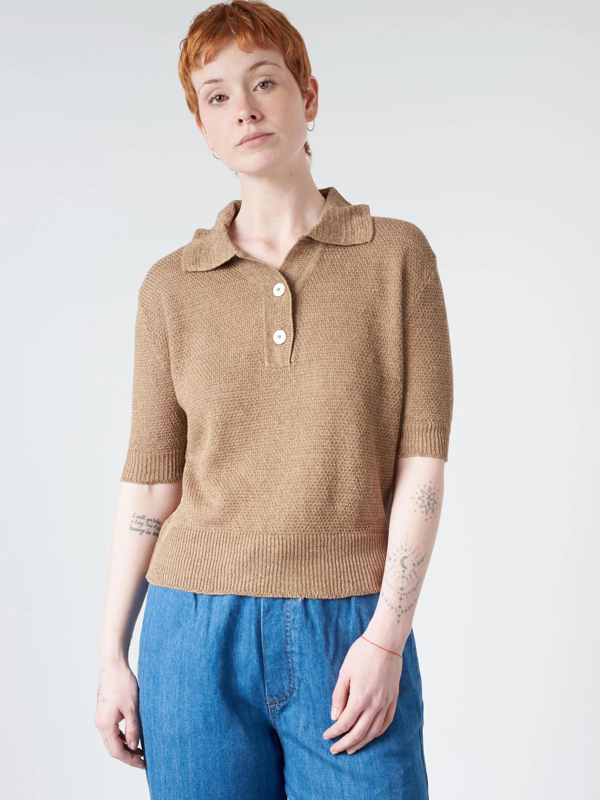 Linen Polo Sweater sold by gravitypope product image thumbnail 2