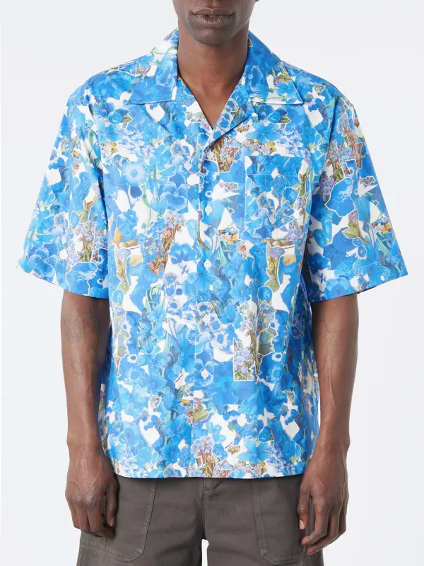 Poplin Bowling Shirt with Allegro Blues Print sold by gravitypope