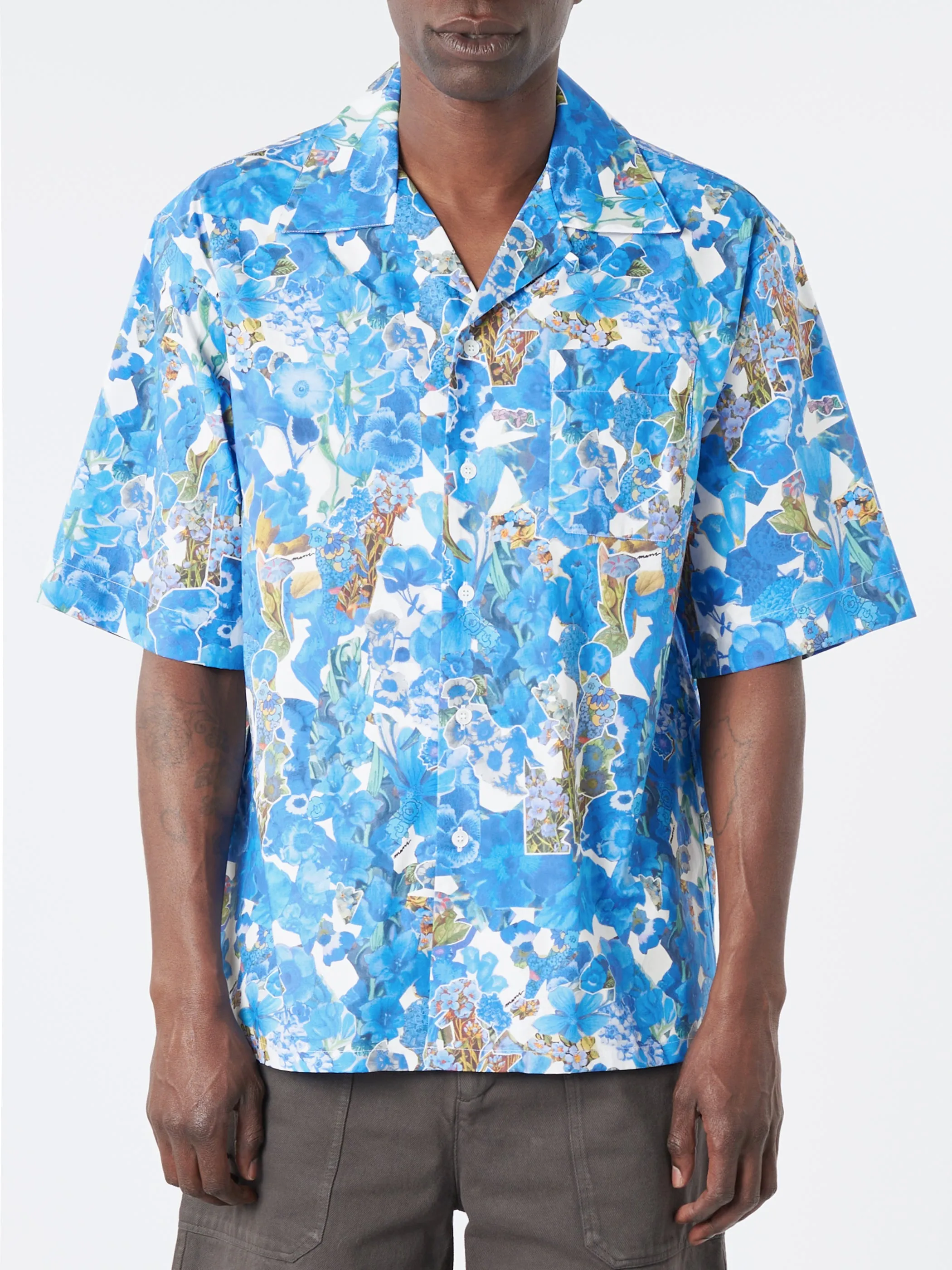 Poplin Bowling Shirt with Allegro Blues Print sold by gravitypope